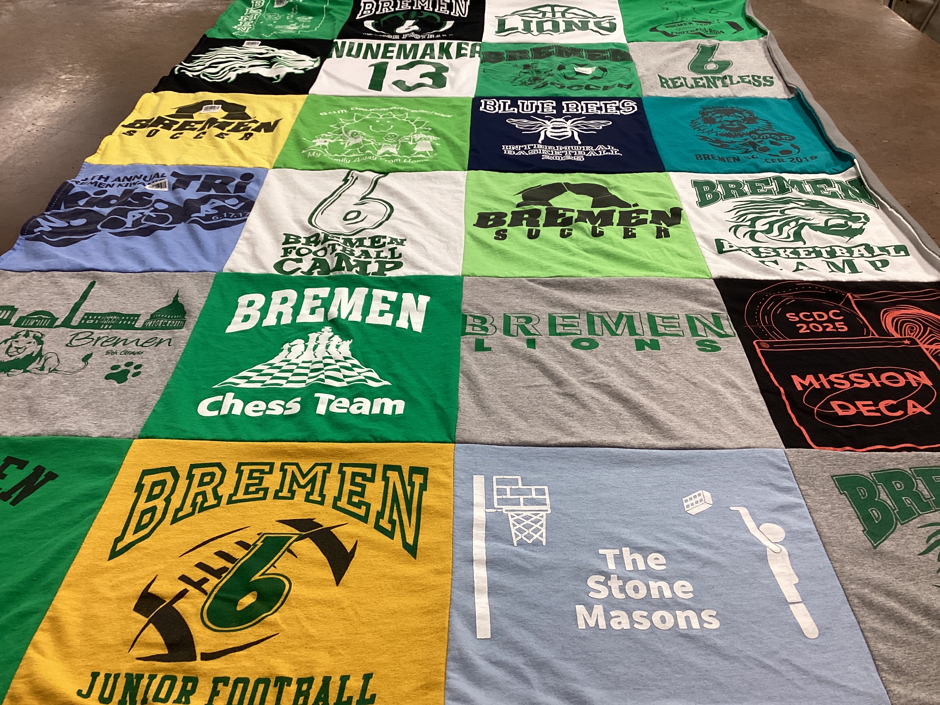 T-shirt quilt featuring bremen lions by Breea from IN