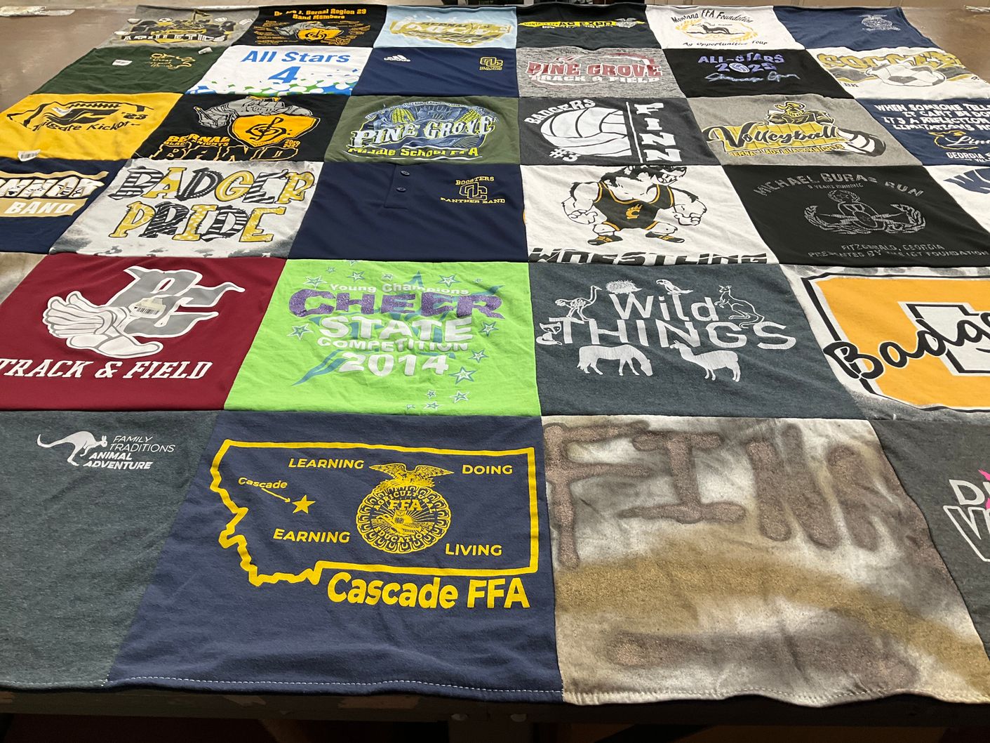 T-shirt quilt featuring badger high school, pine grove high school by Bobbi from MT