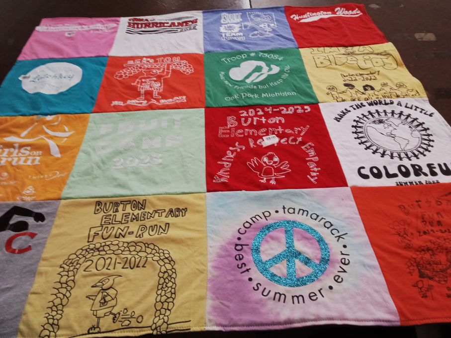 T-shirt quilt from burton elementary school by Edwin from MI