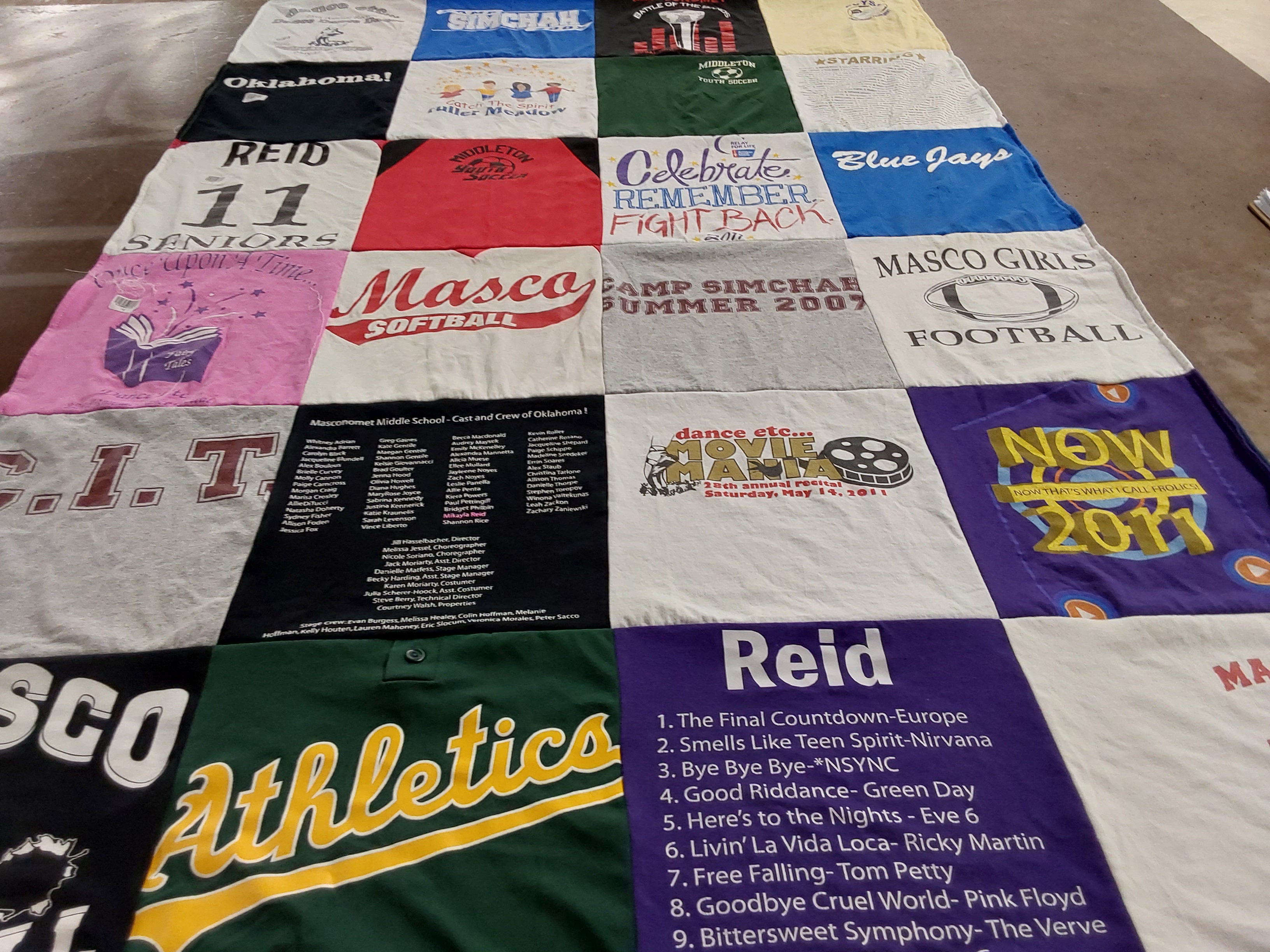 T-shirt quilt from masconomet middle school by Sandra from MA