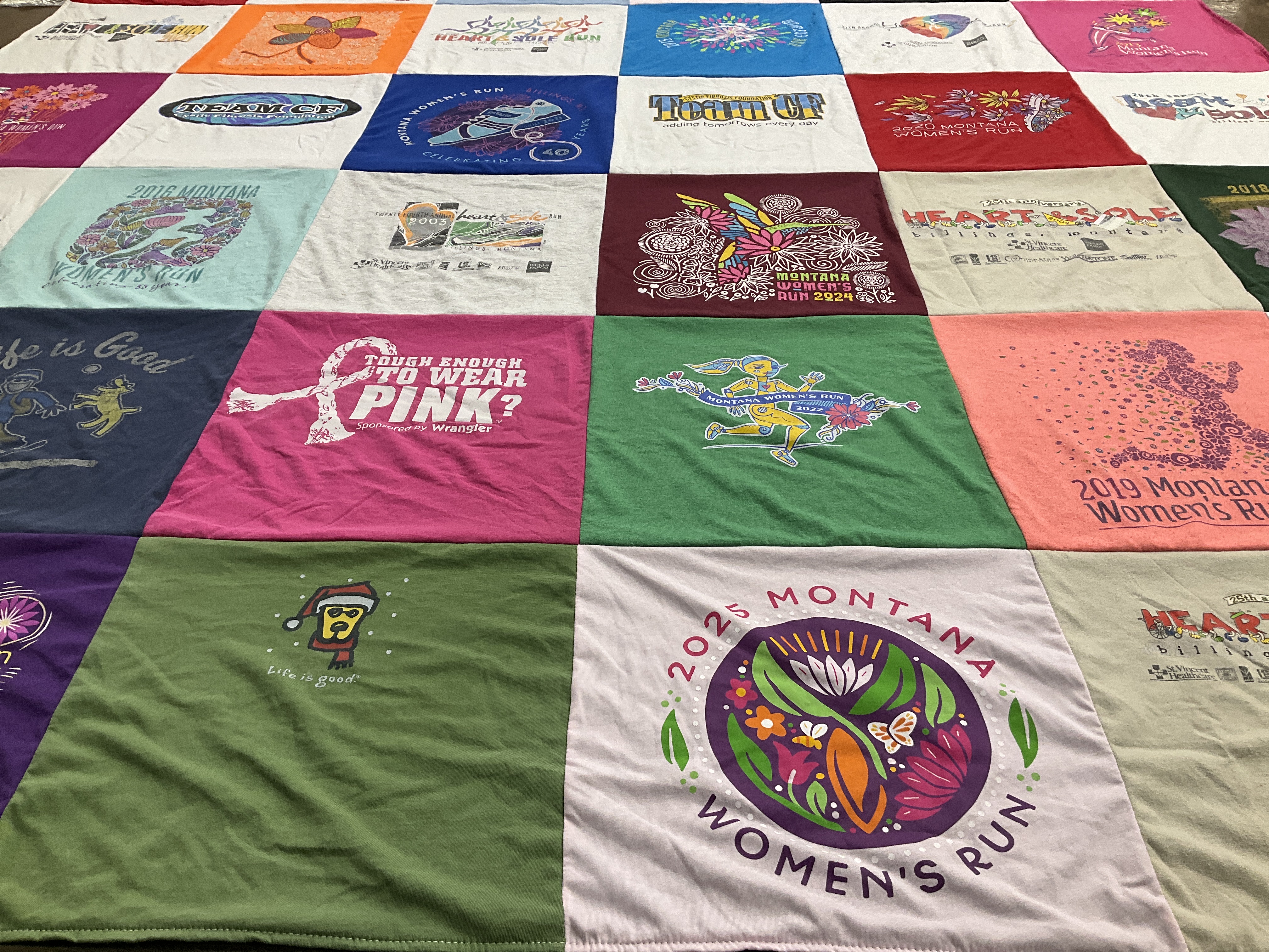 T-shirt quilt with running, fitness themes by Tina from MT