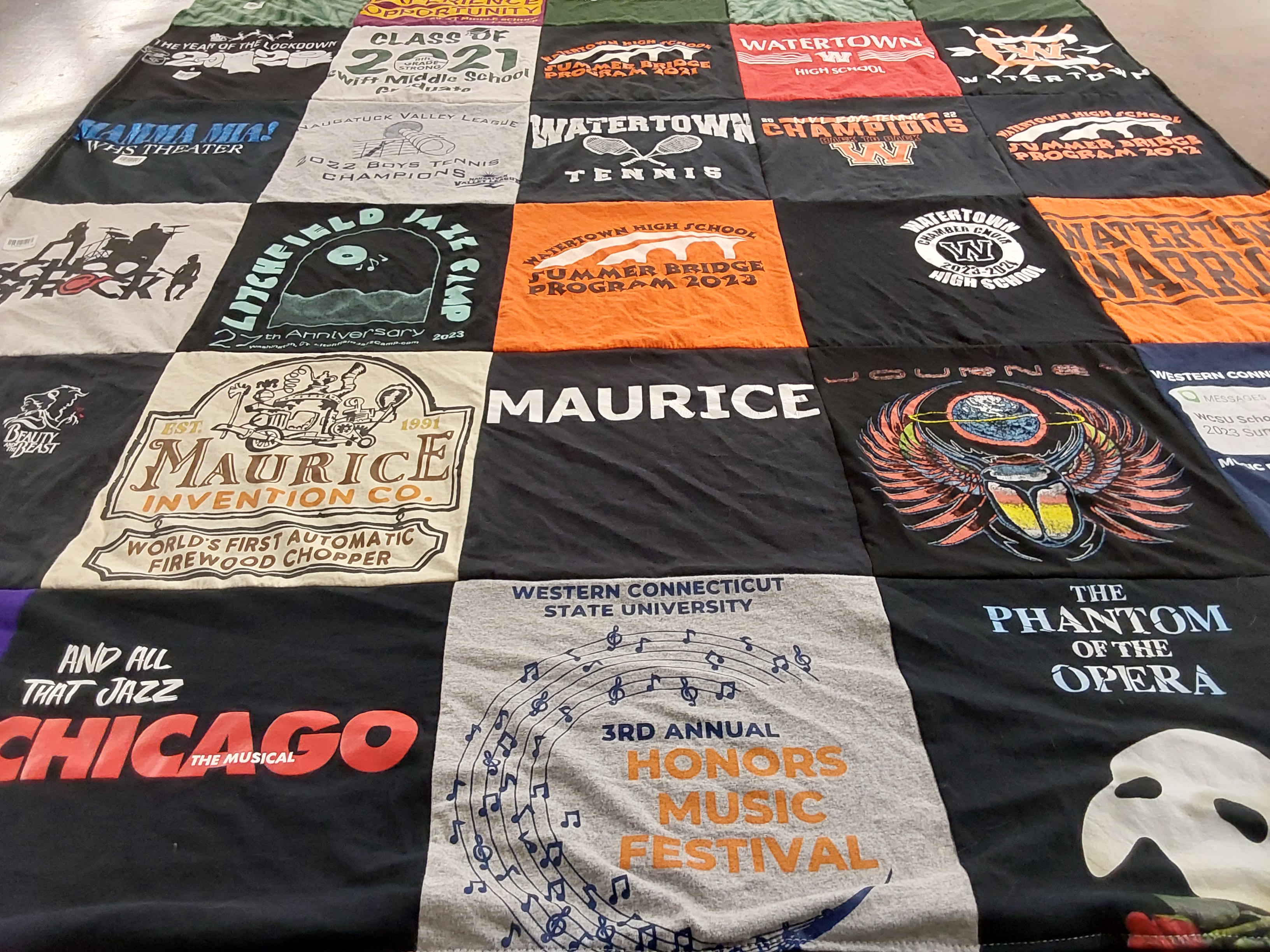 T-shirt quilt featuring watertown warriors by Cheryl from CT