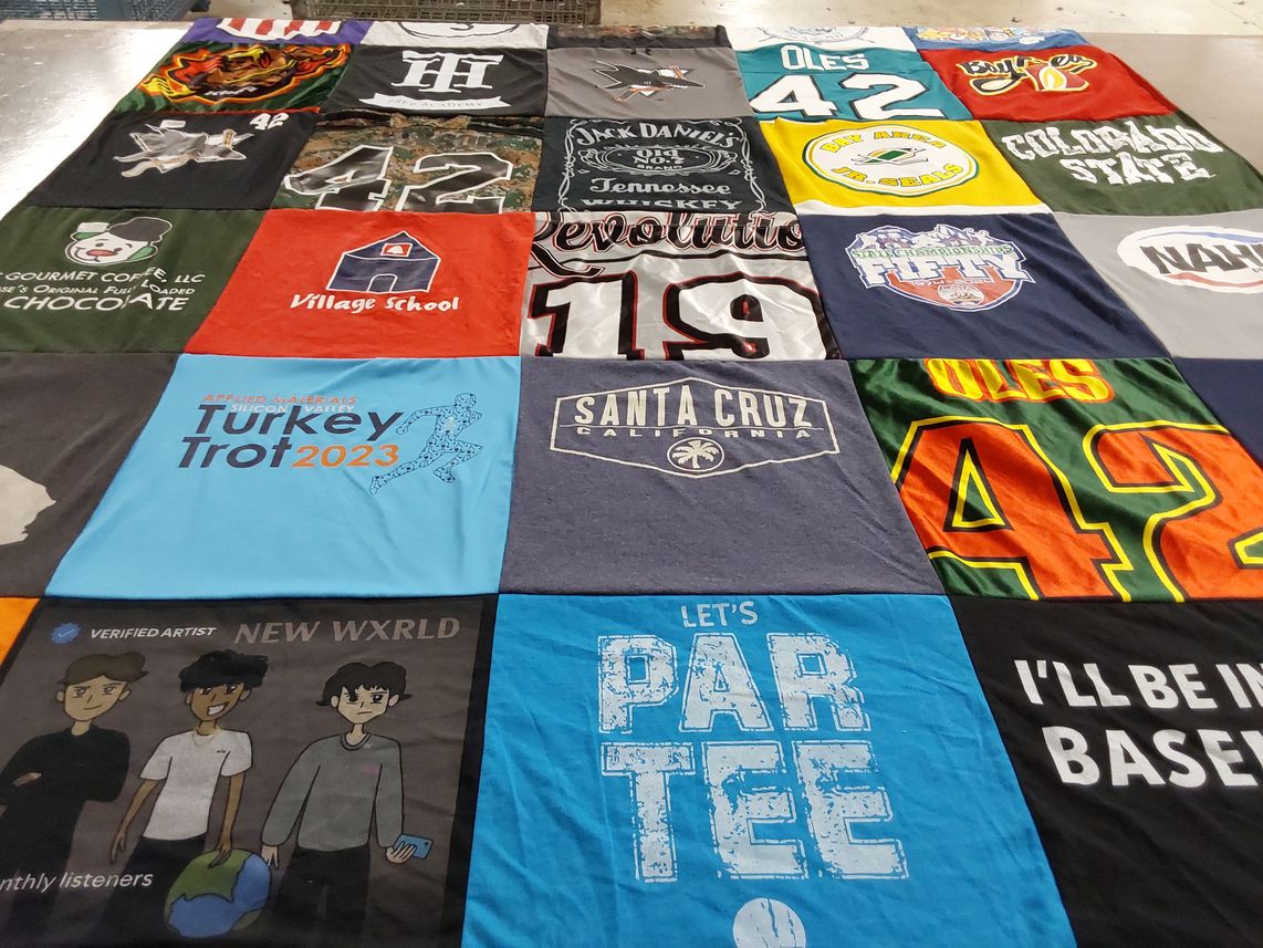T-shirt quilt from st. olaf college by Rebecca from CA