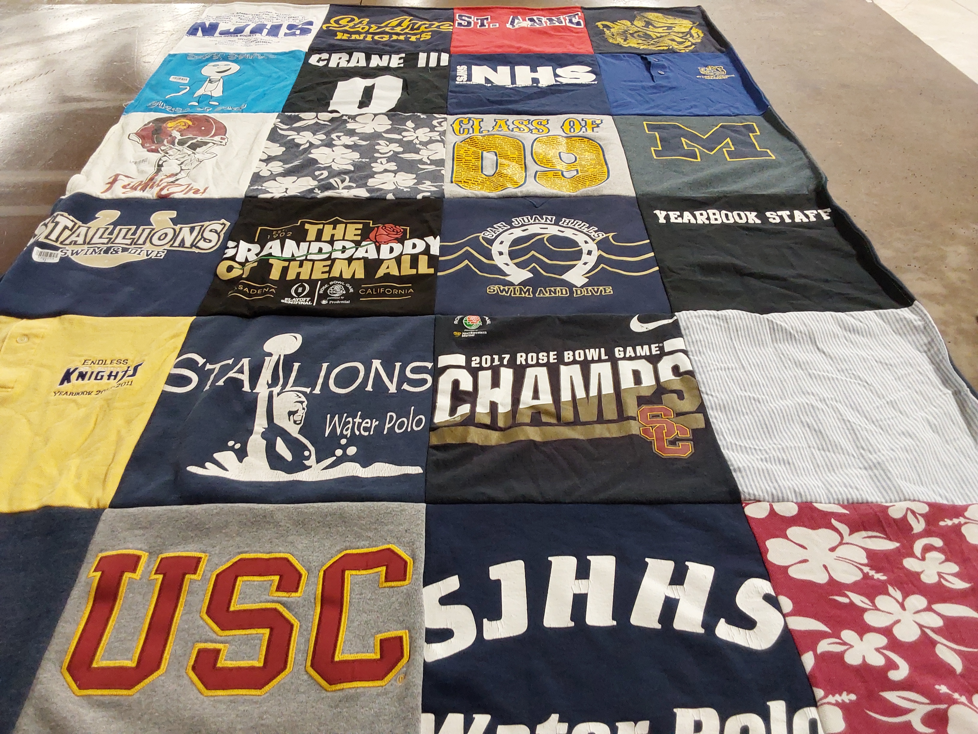 T-shirt quilt featuring san juan hills high school water polo, stallions swim and dive by colleen from CA