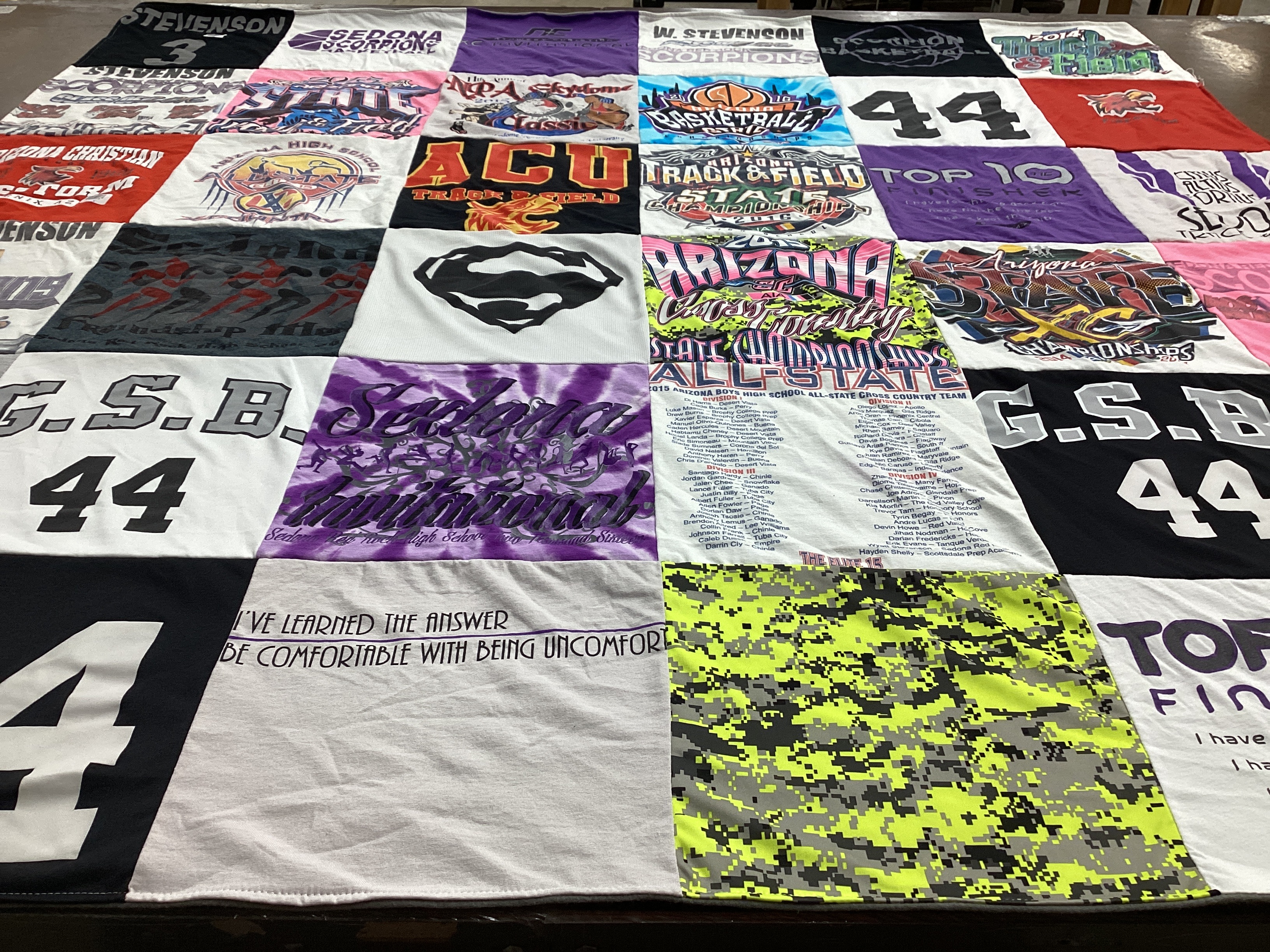 T-shirt quilt featuring sedona scorpions, arizona state university by Allyson from AZ