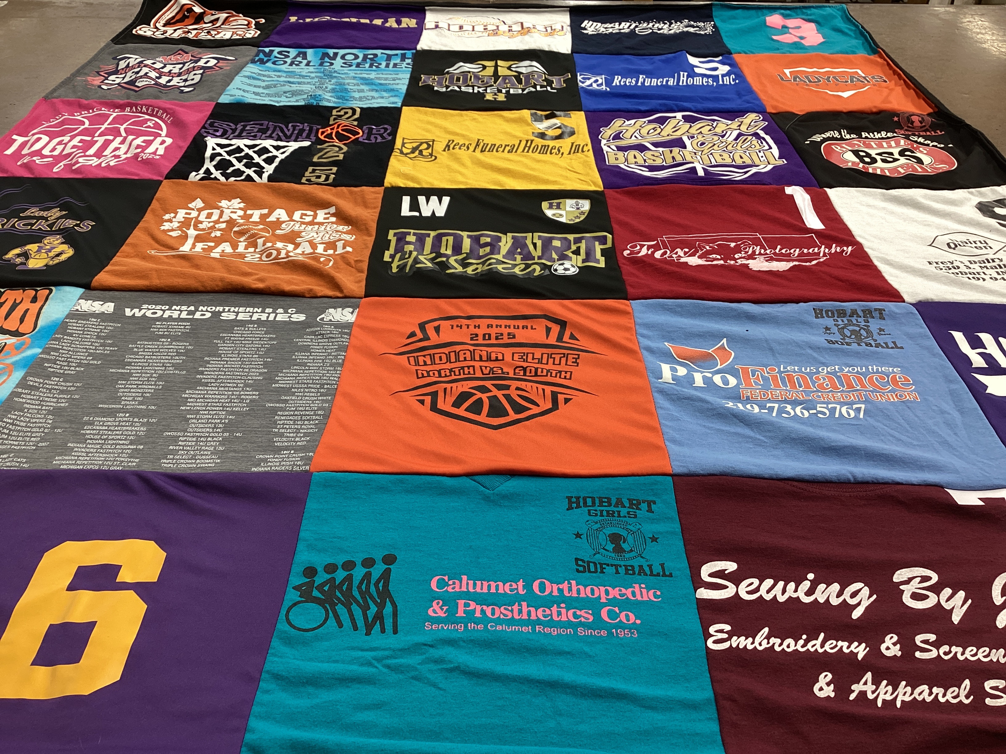 T-shirt quilt featuring hobart softball, hobart basketball by Kristen from IN