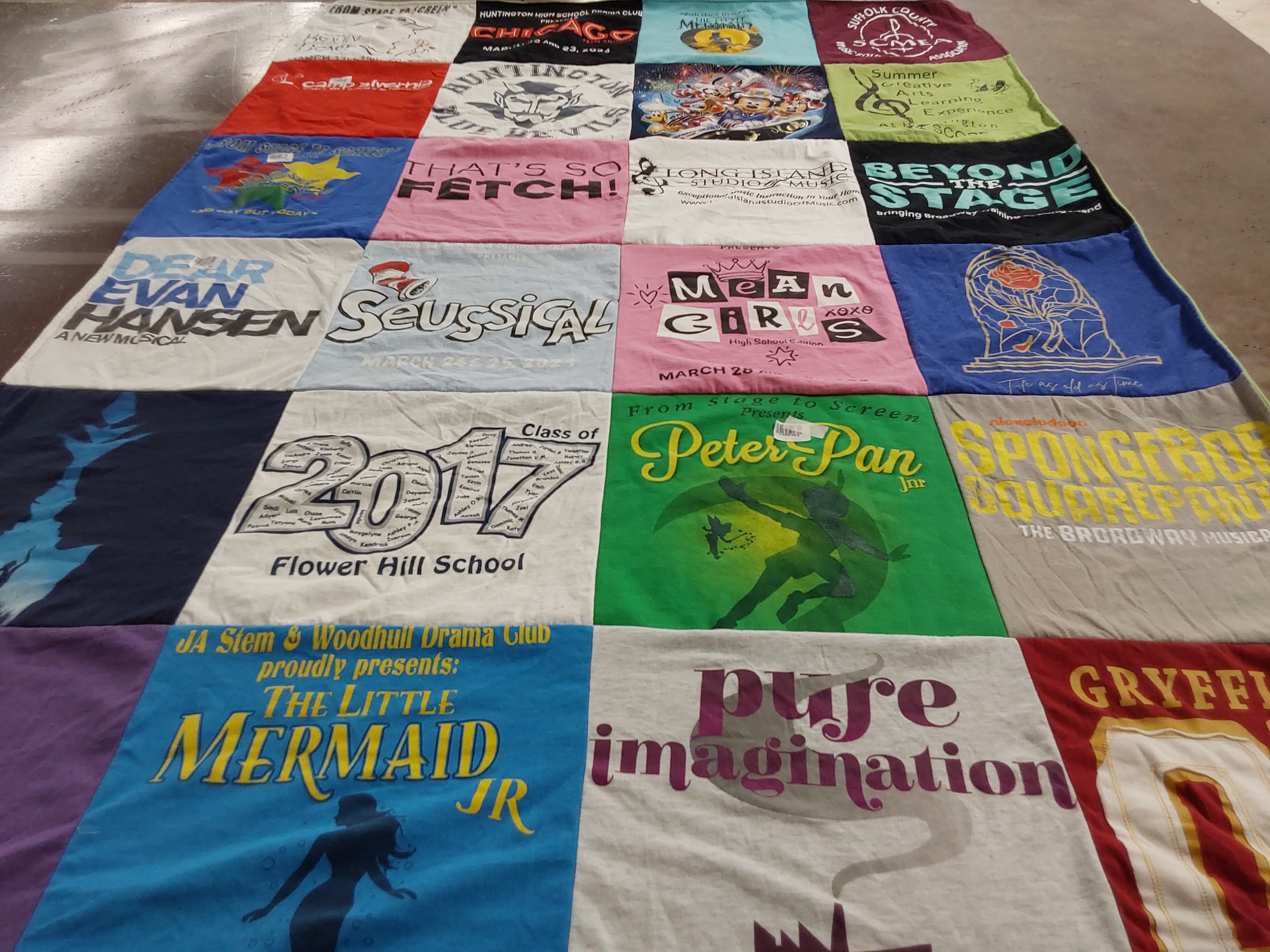 T-shirt quilt from flower hill school by Michele from NY
