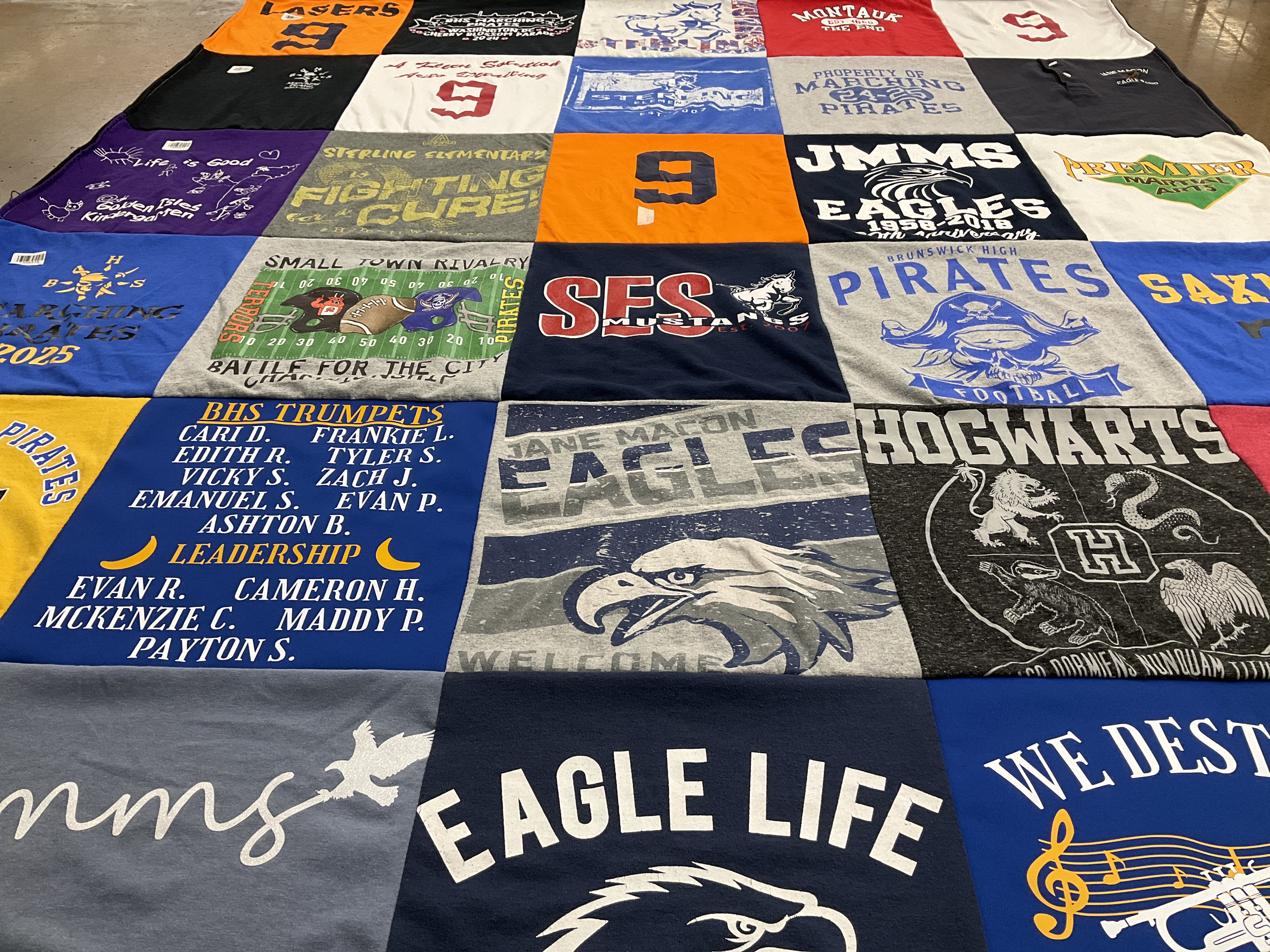 T-shirt quilt featuring jane maddon eagles, brunswick pirates by Jesse from GA