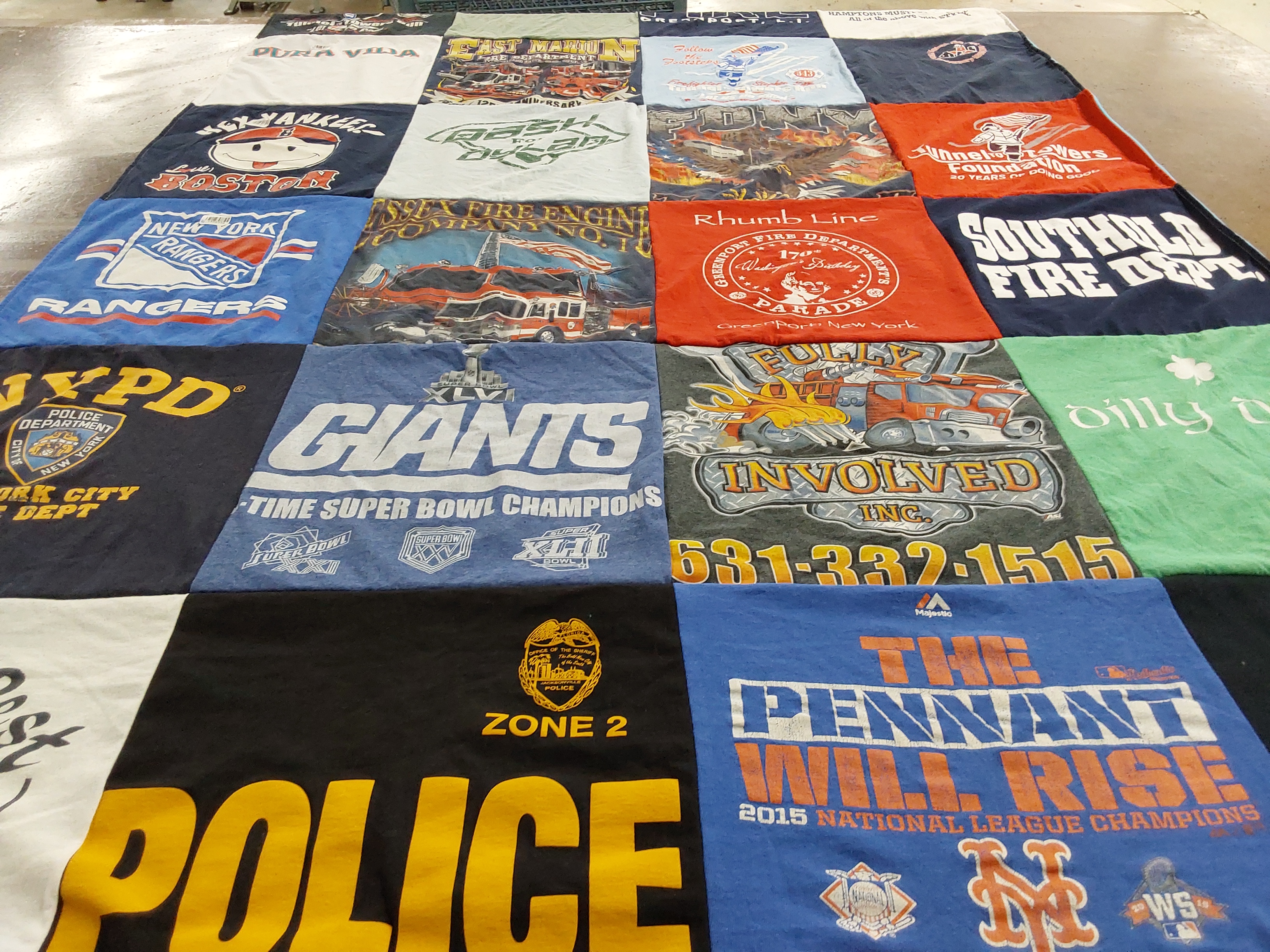 T-shirt quilt featuring new york giants, new york rangers by Carol from NY