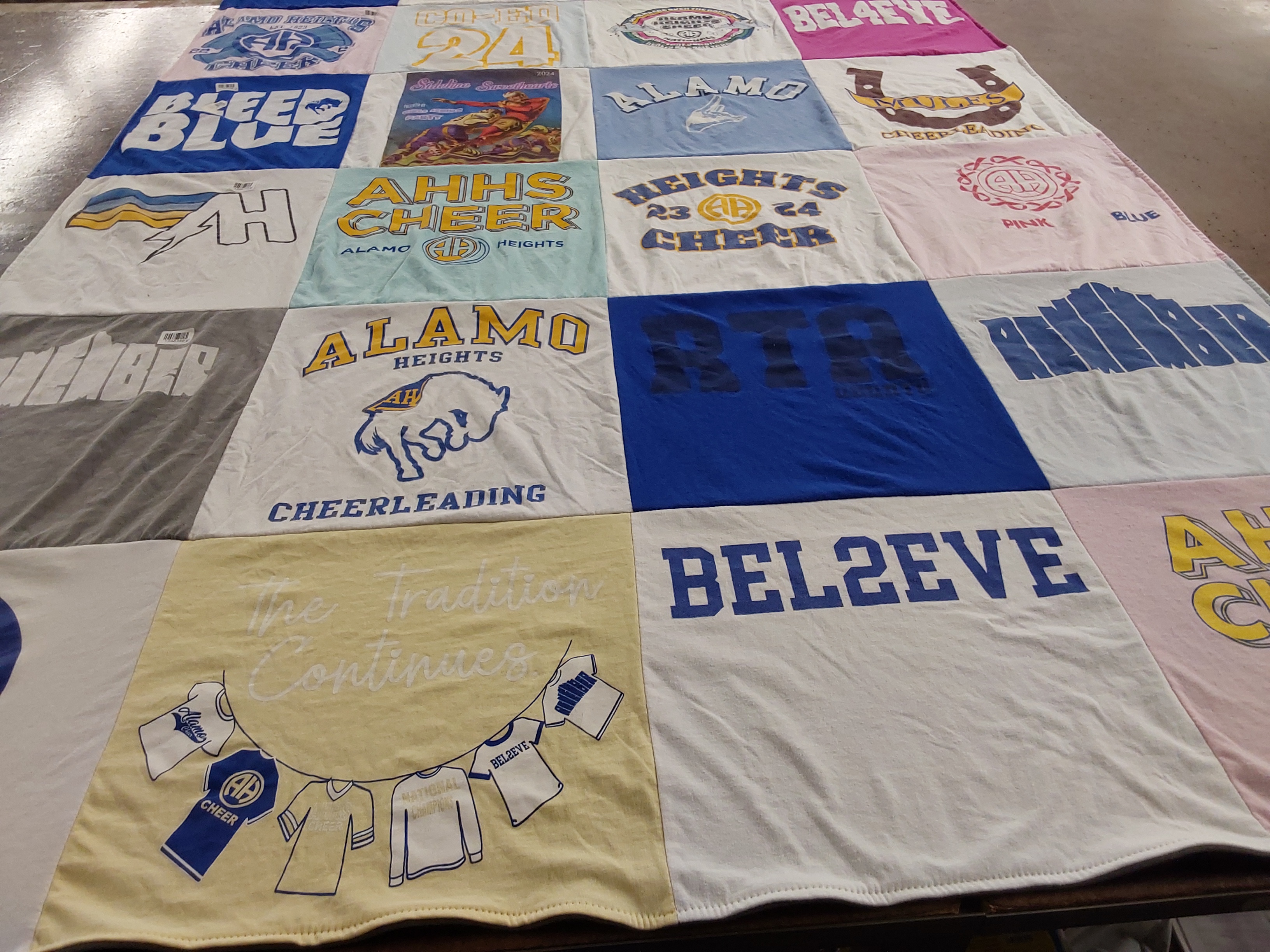 T-shirt quilt featuring alamo heights cheer by Melita from TX