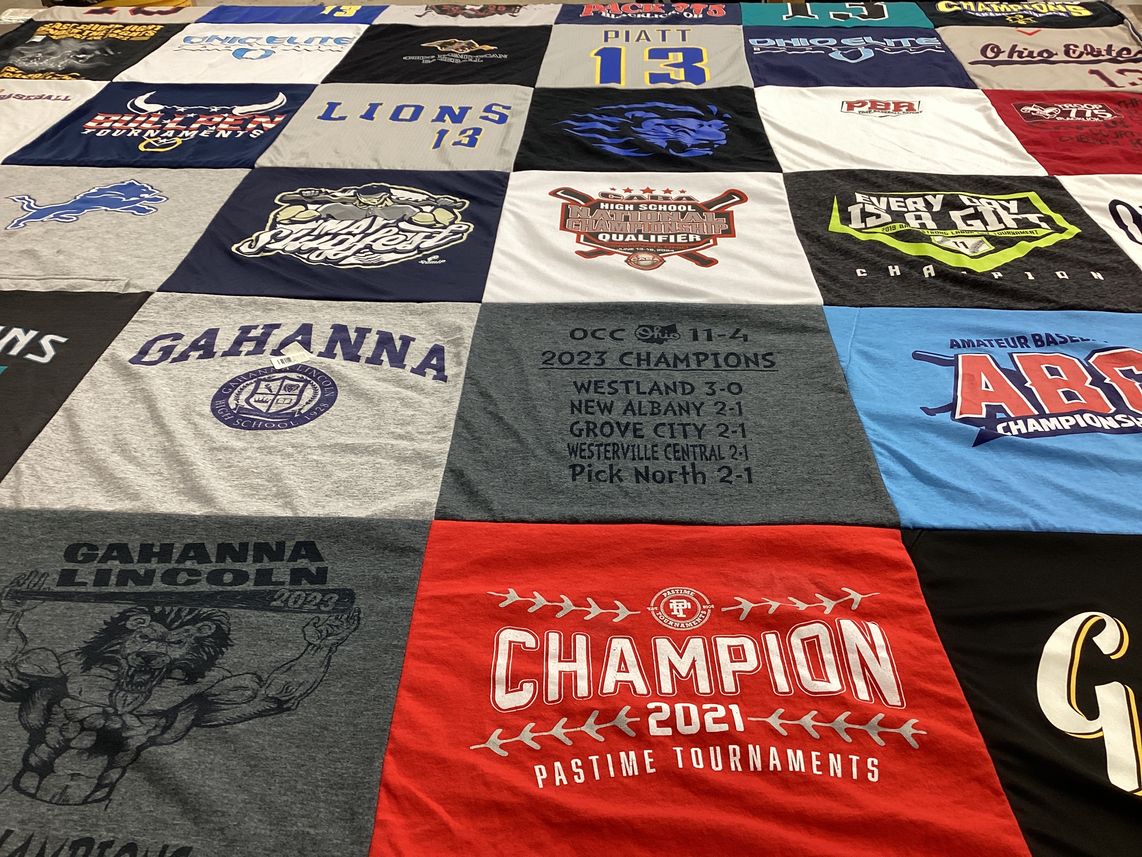 T-shirt quilt featuring gahanna lions by Mel from OH