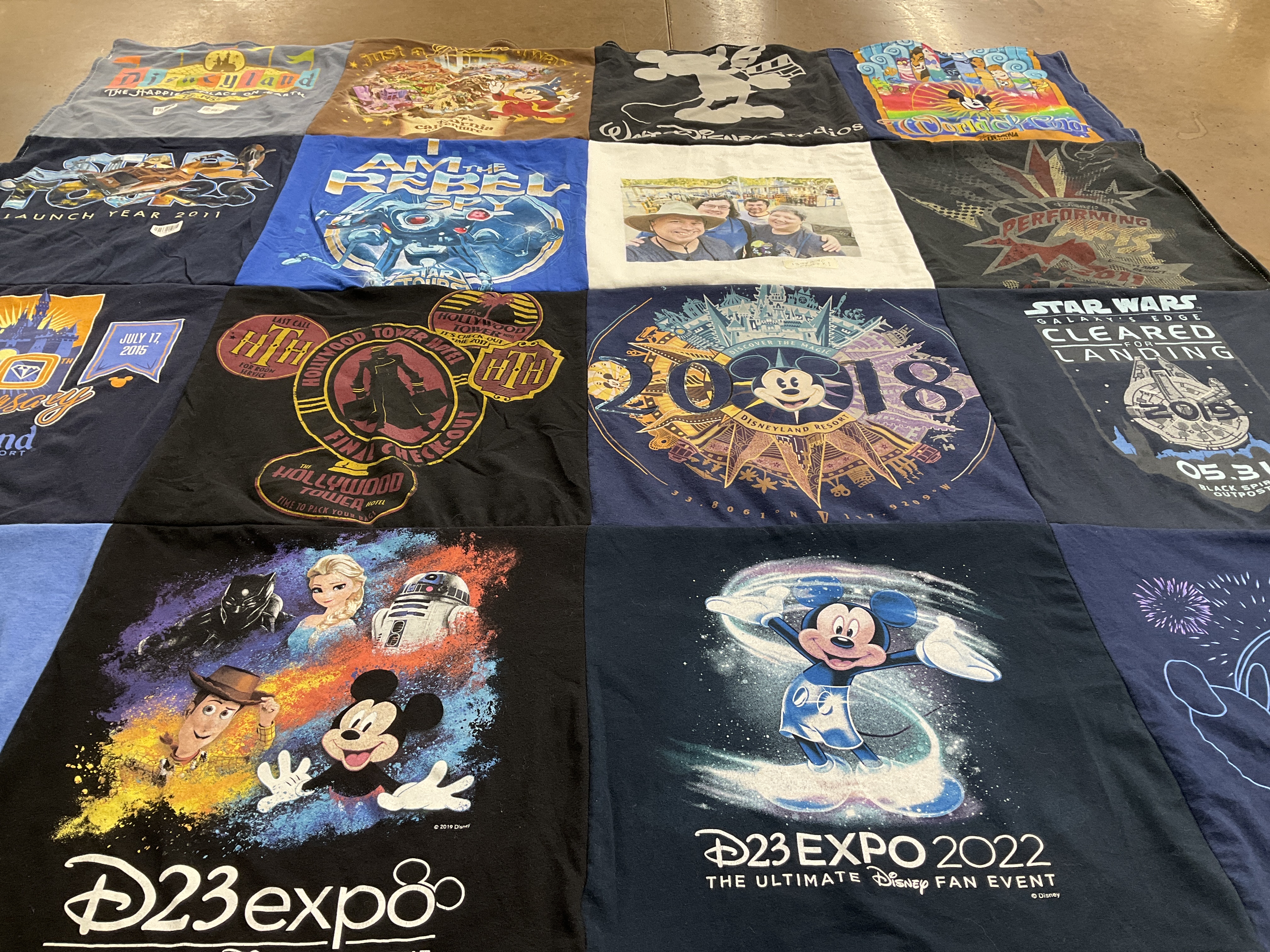 T-shirt quilt with disney, star wars themes by Greg from FL