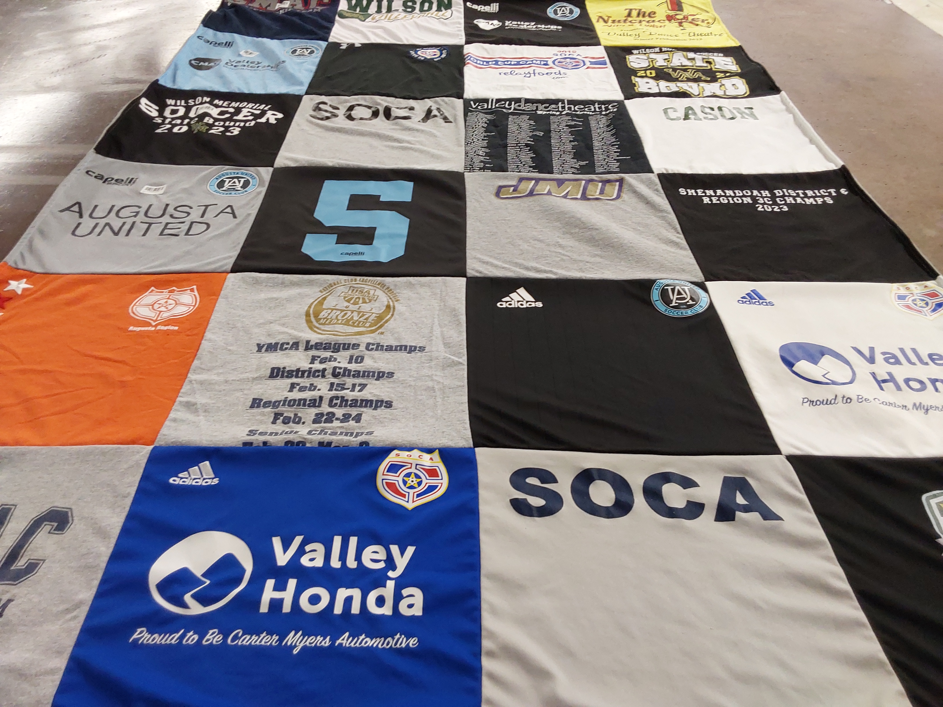 T-shirt quilt featuring augusta united, soccer club by Jackie from VA