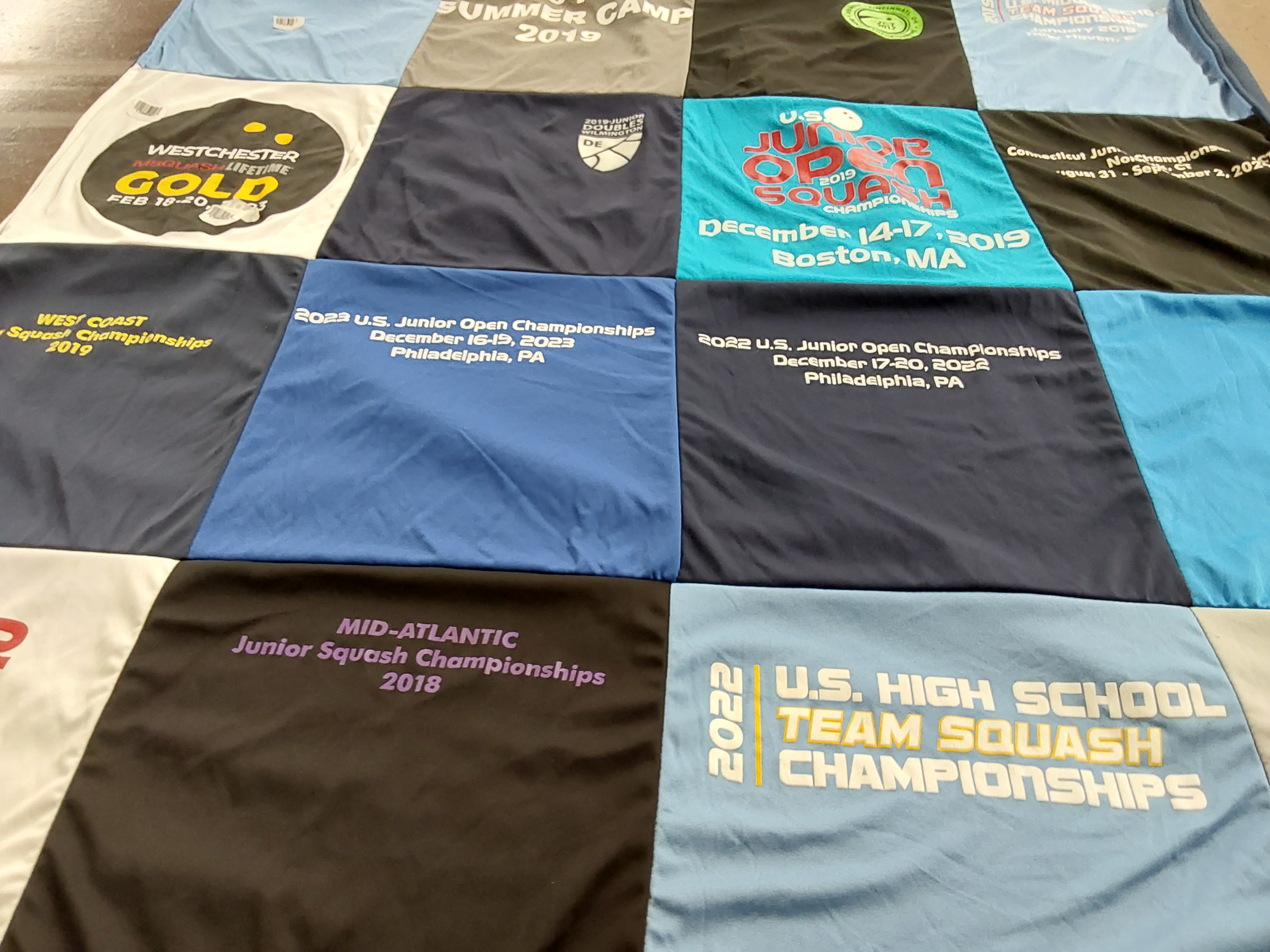 T-shirt quilt with squash, sports themes by Jen from PA