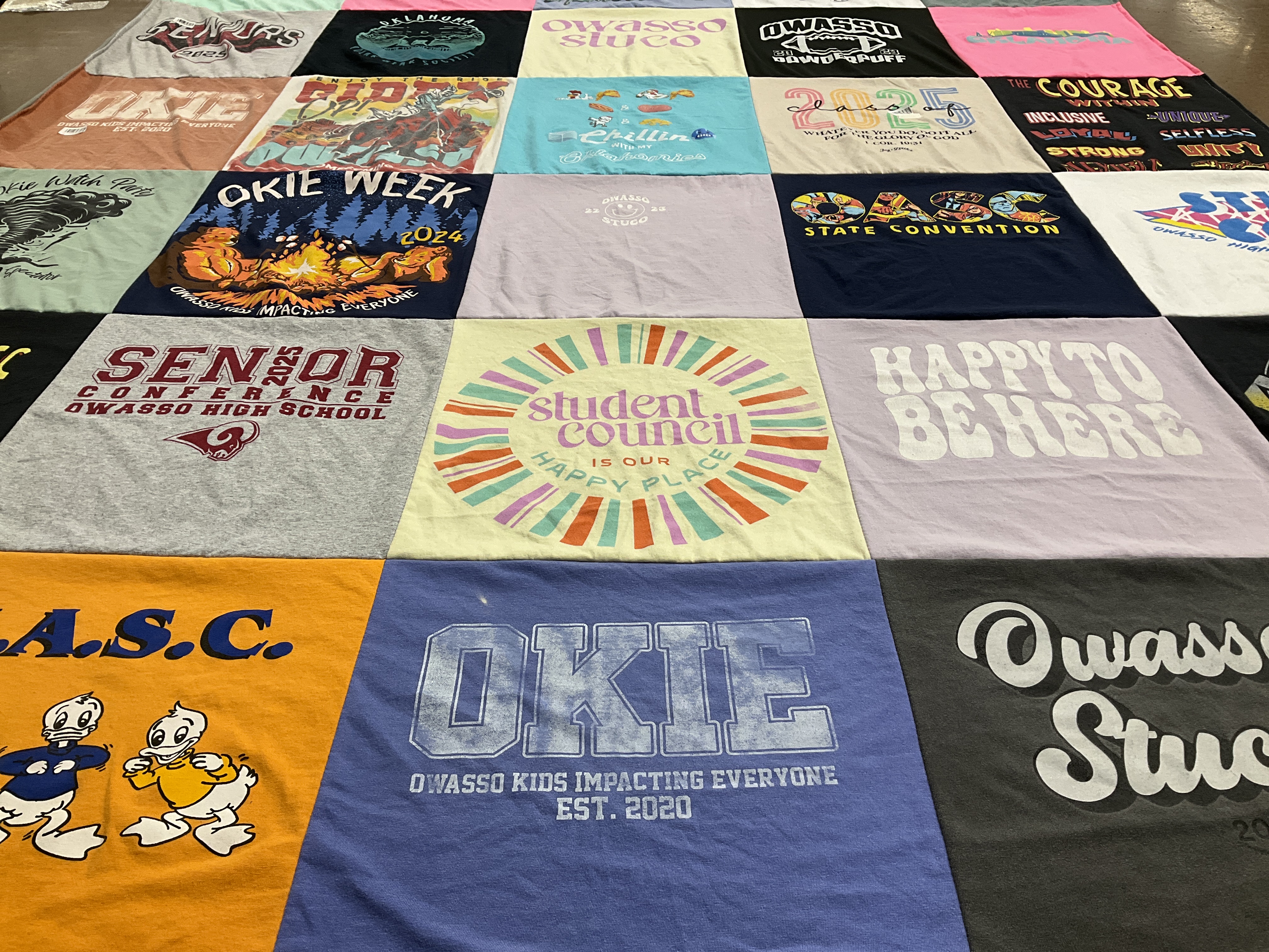 T-shirt quilt from owasso high school by Amy from OK