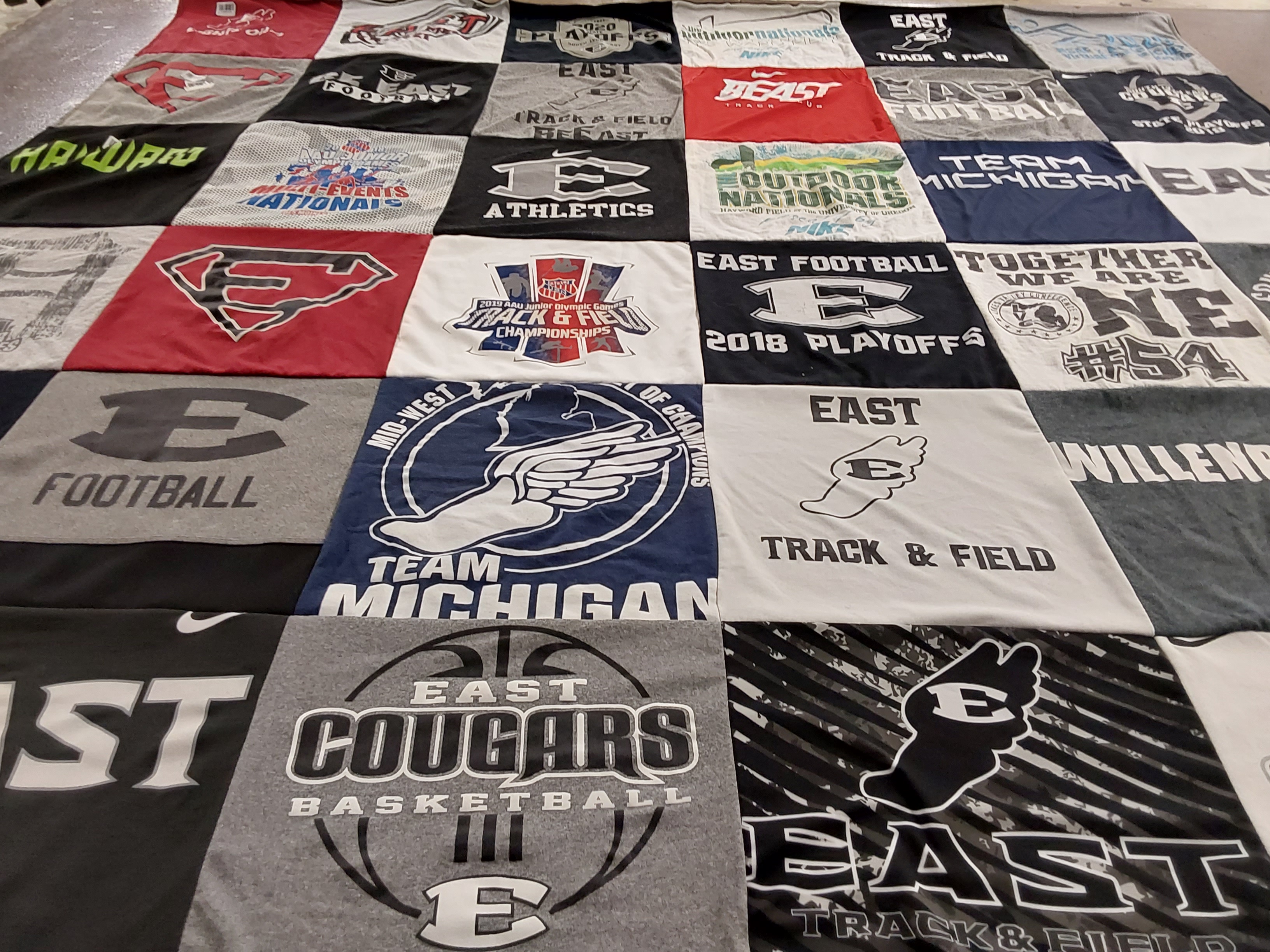 T-shirt quilt featuring east cougars basketball, team michigan by Sonita from OH