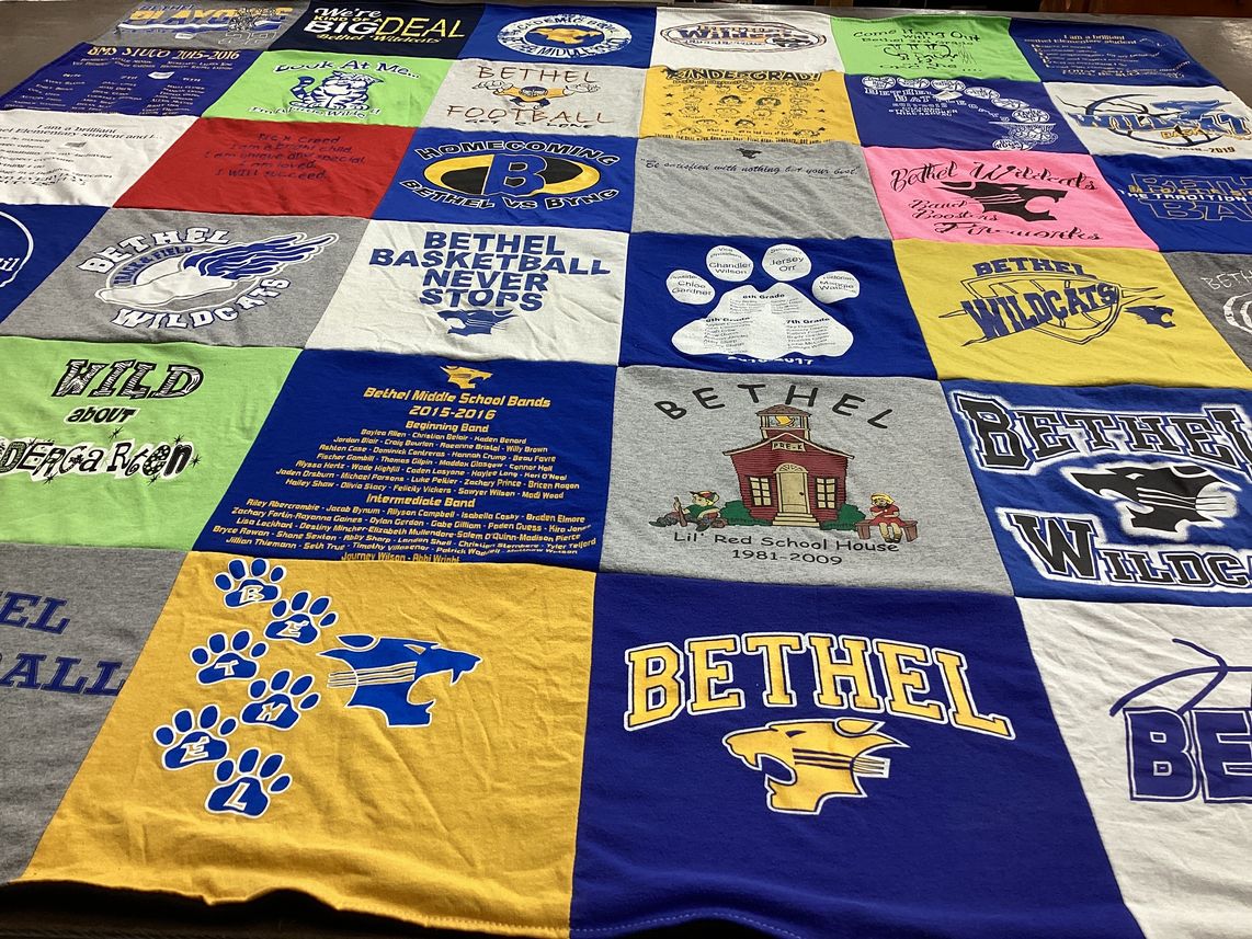 T-shirt quilt featuring bethel wildcats by Vicki from OK