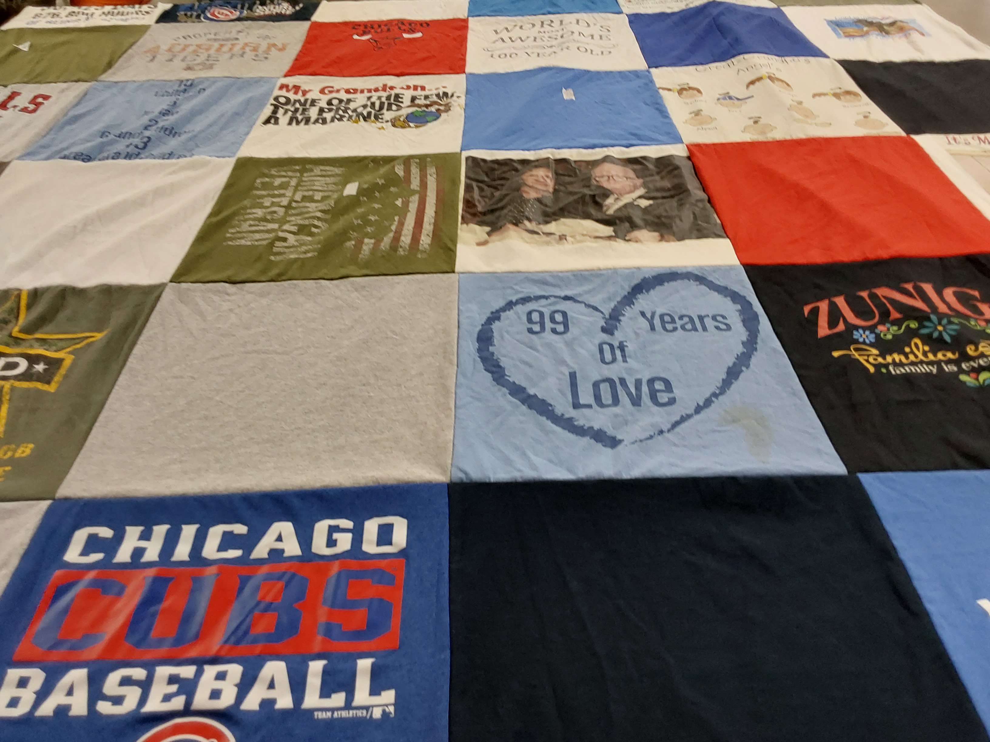 T-shirt quilt with baseball, family themes by Richard from IL