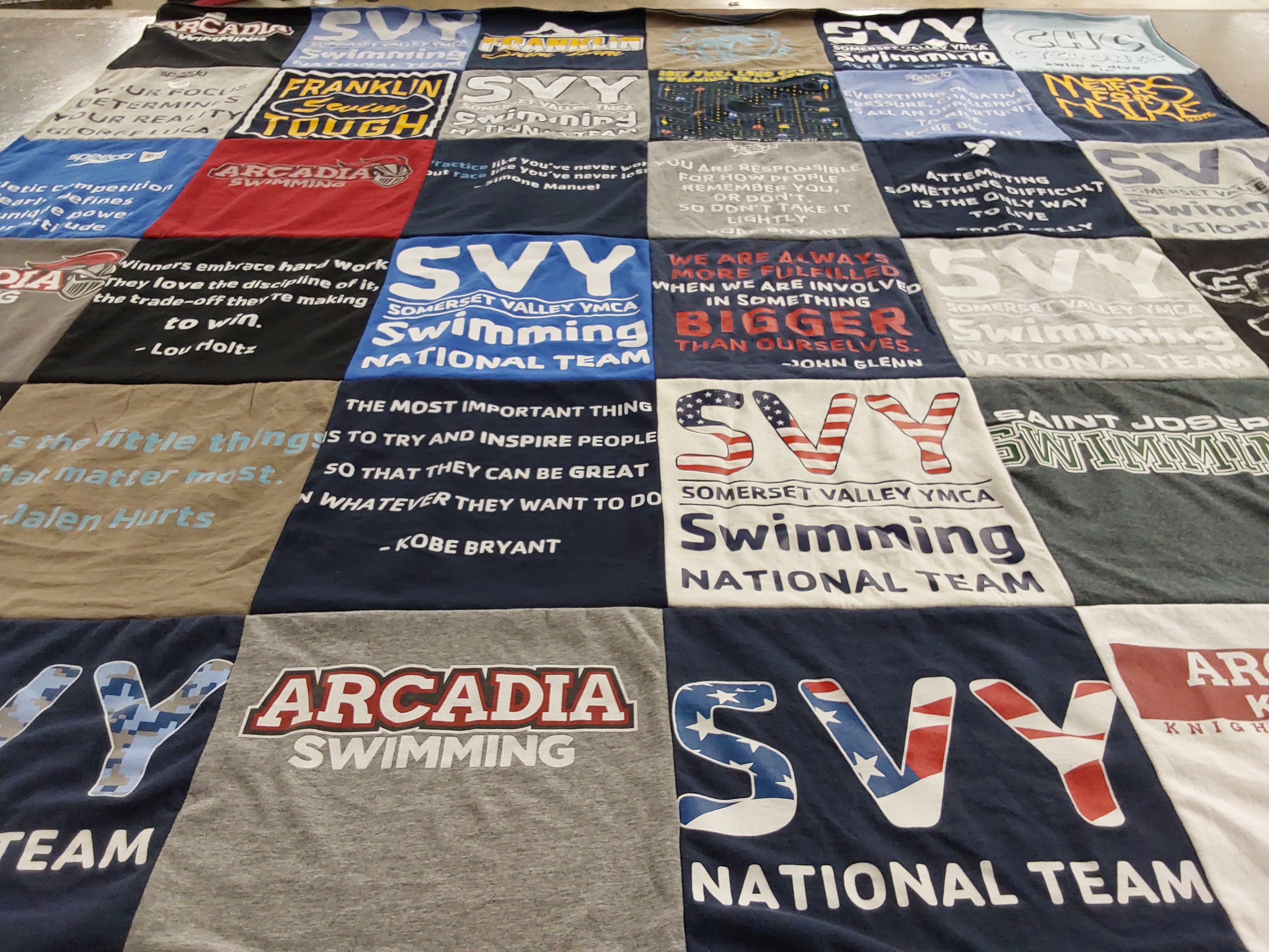 T-shirt quilt featuring somerset valley ymca swimming national team, arcadia swimming by George from NJ