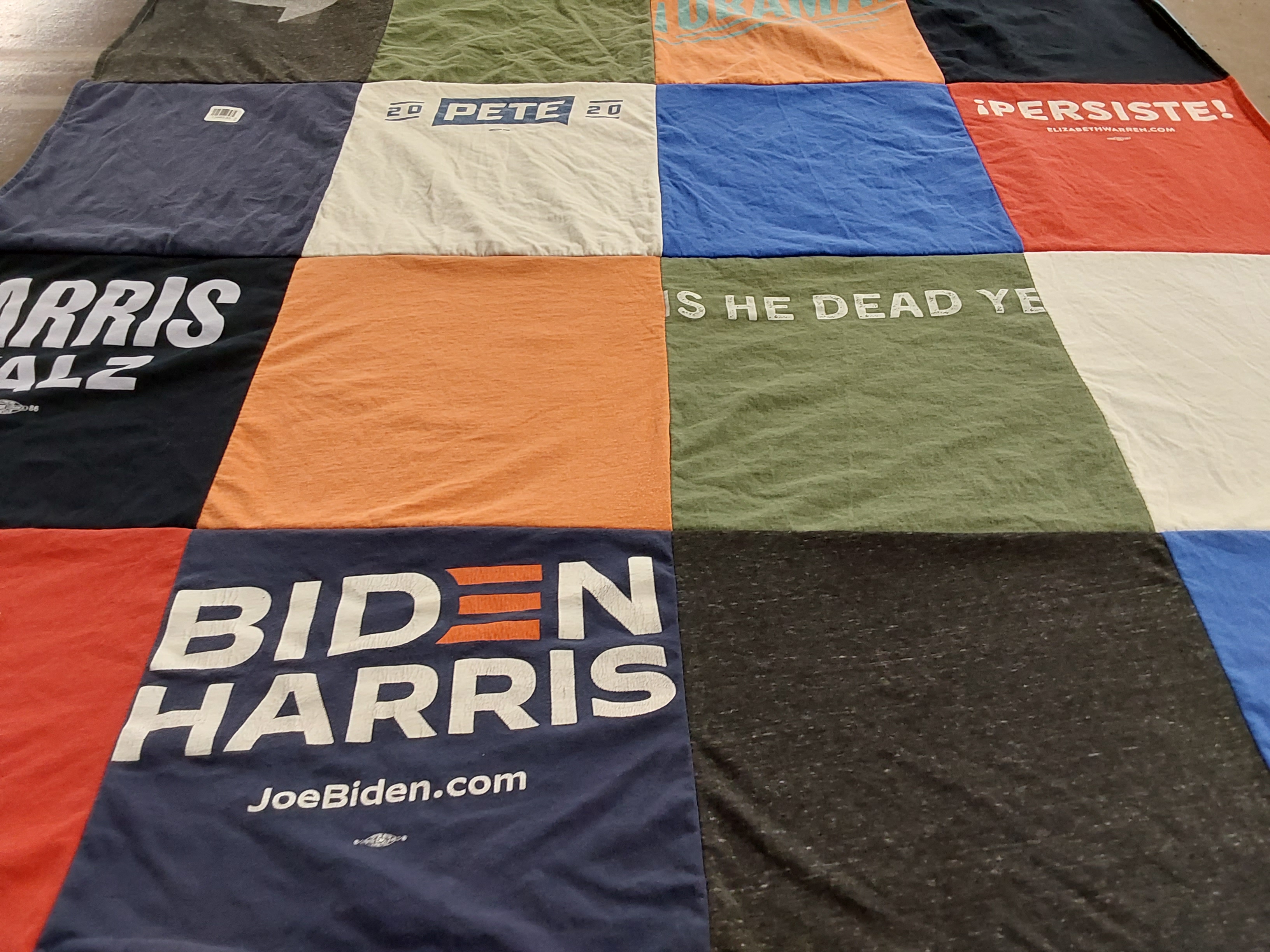 T-shirt quilt with politics, activism themes by Anthony from NY