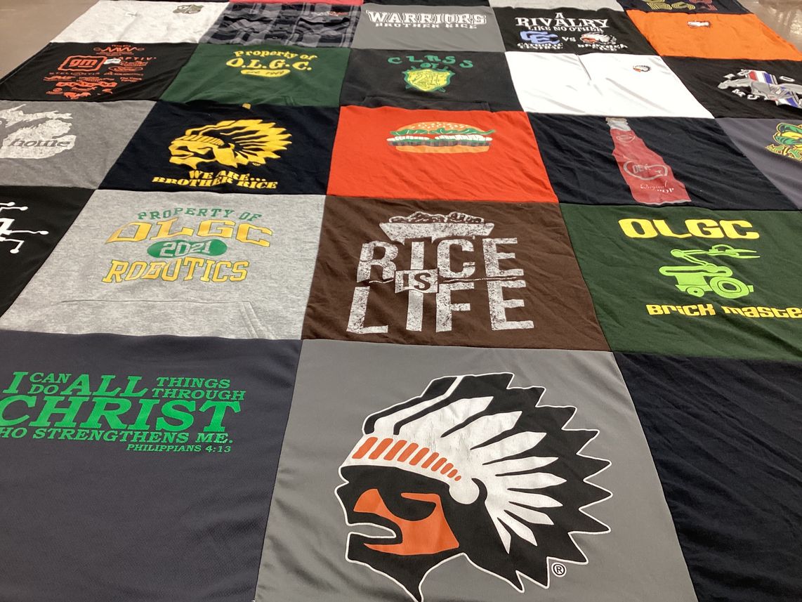 T-shirt quilt featuring brother rice high school, our lady of good counsel high school by Ivy Orca from MI