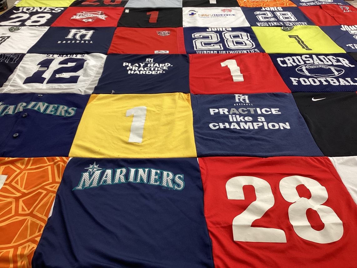 T-shirt quilt featuring mariners by Logan from OR