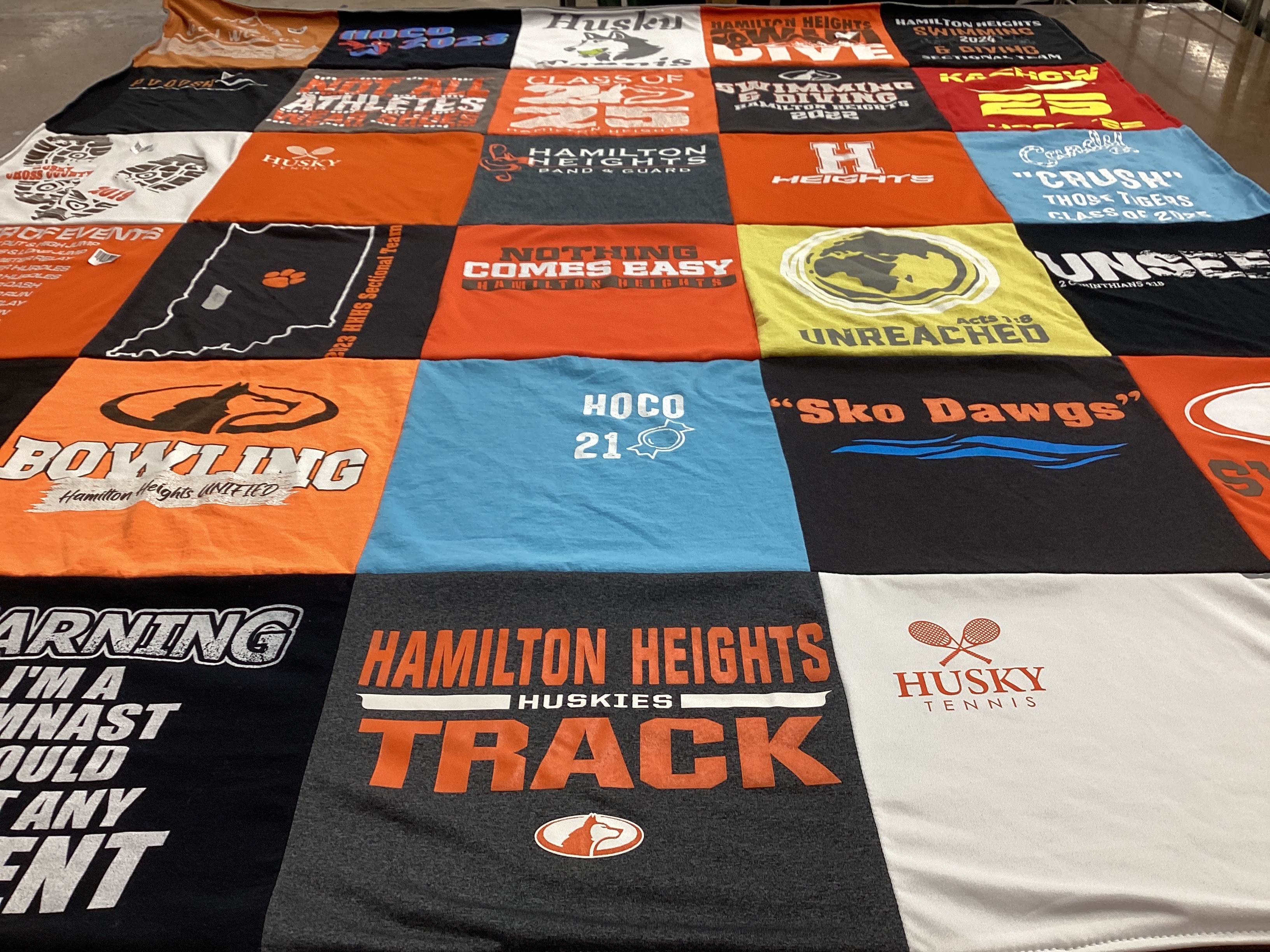 T-shirt quilt featuring hamilton heights huskies by Jenni from IN