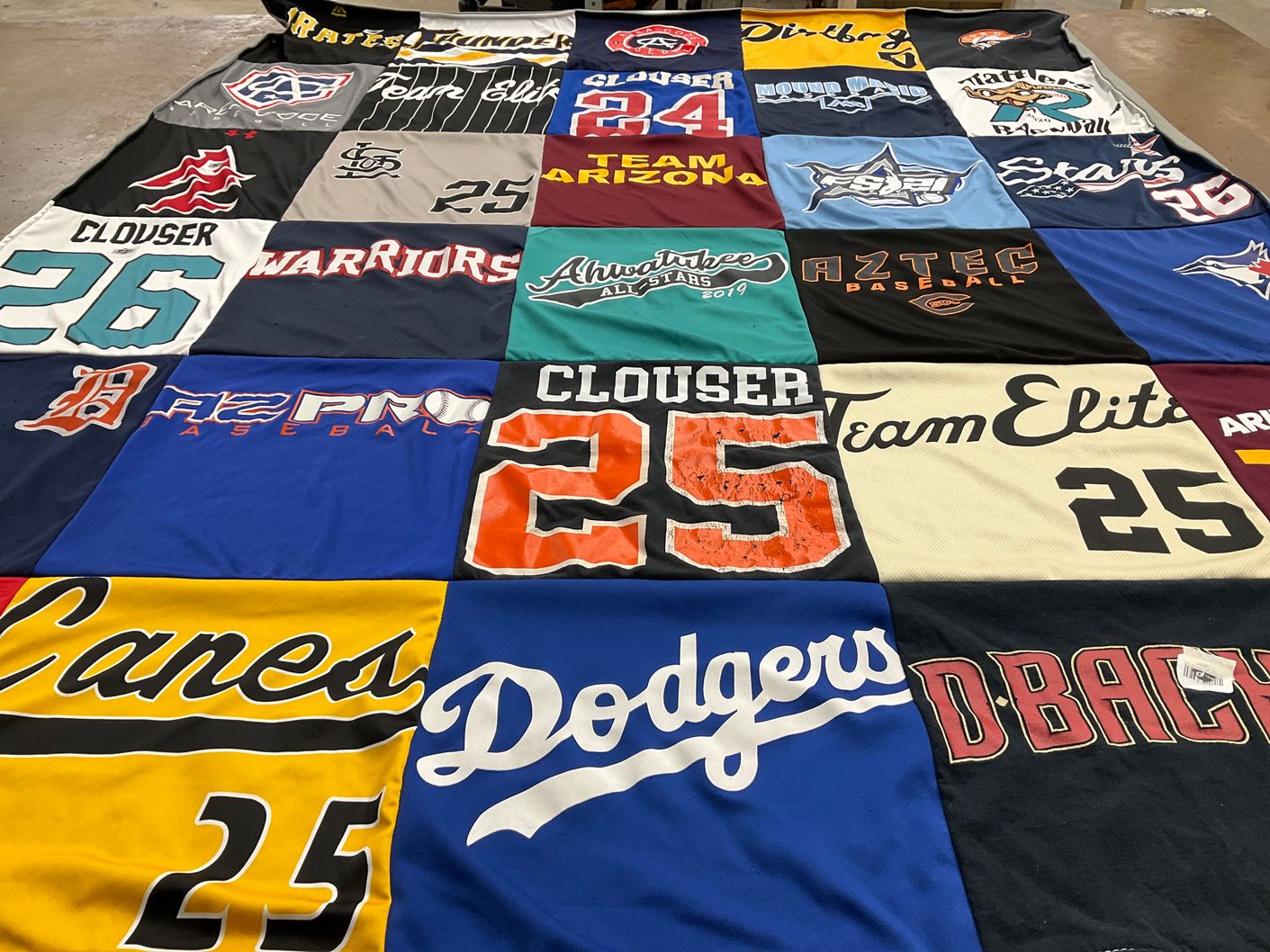 T-shirt quilt featuring warriors, aztec baseball by Lindsay from AZ