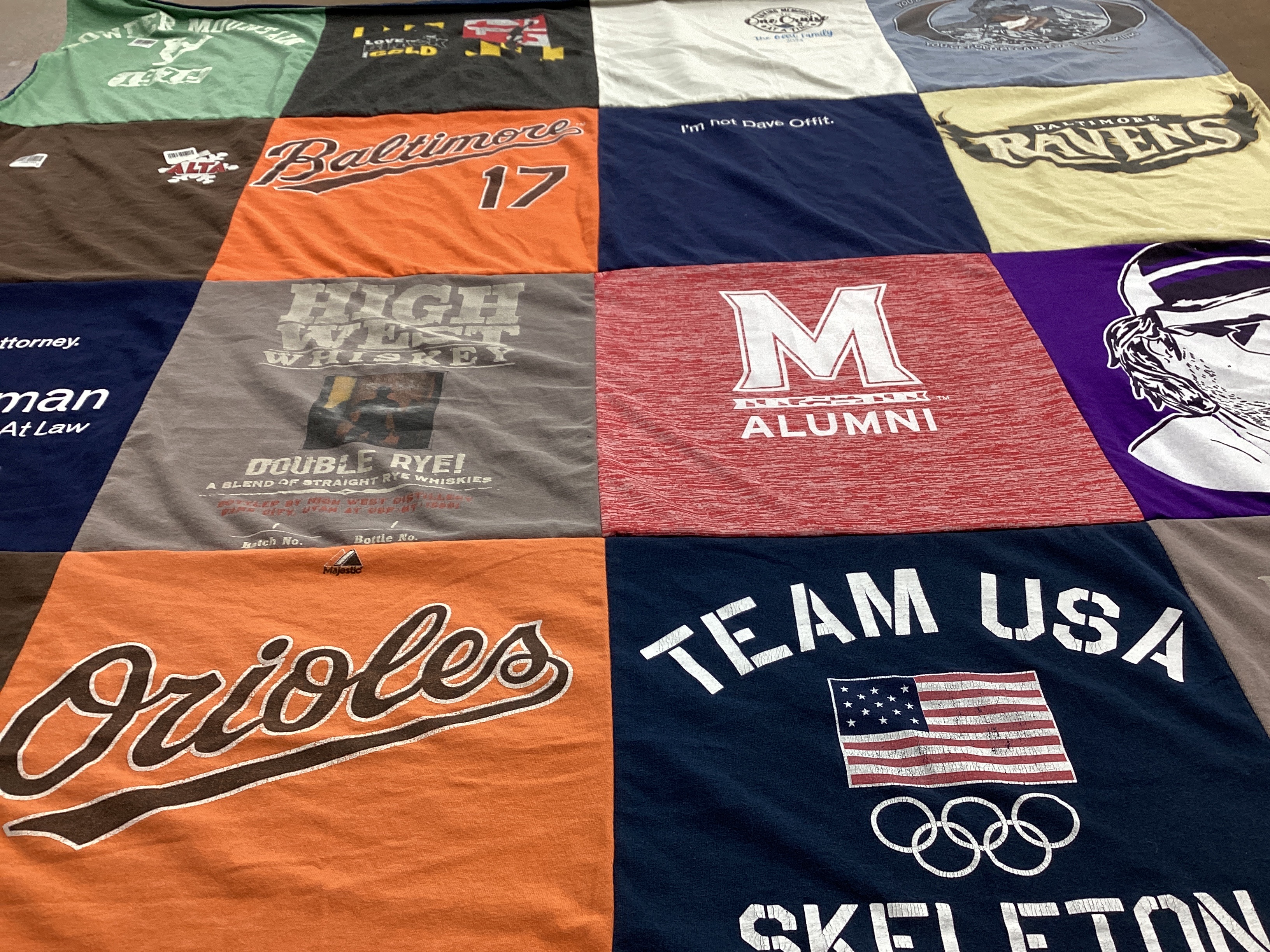 T-shirt quilt featuring baltimore orioles, baltimore ravens by risa from UT