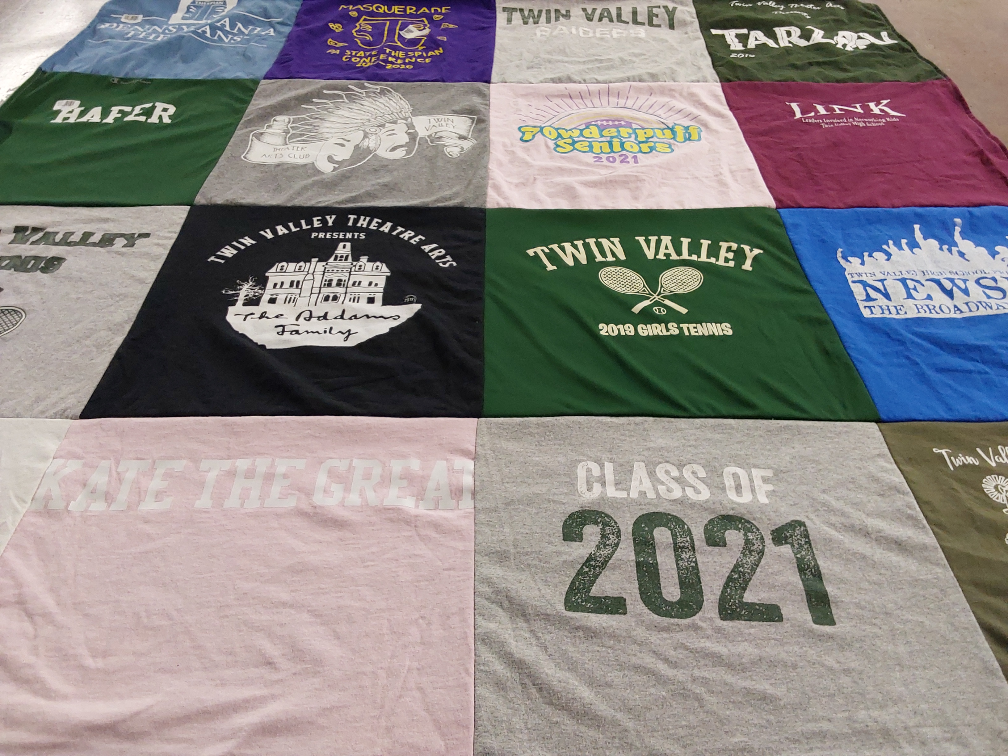 T-shirt quilt featuring twin valley girls tennis by Nancy from PA