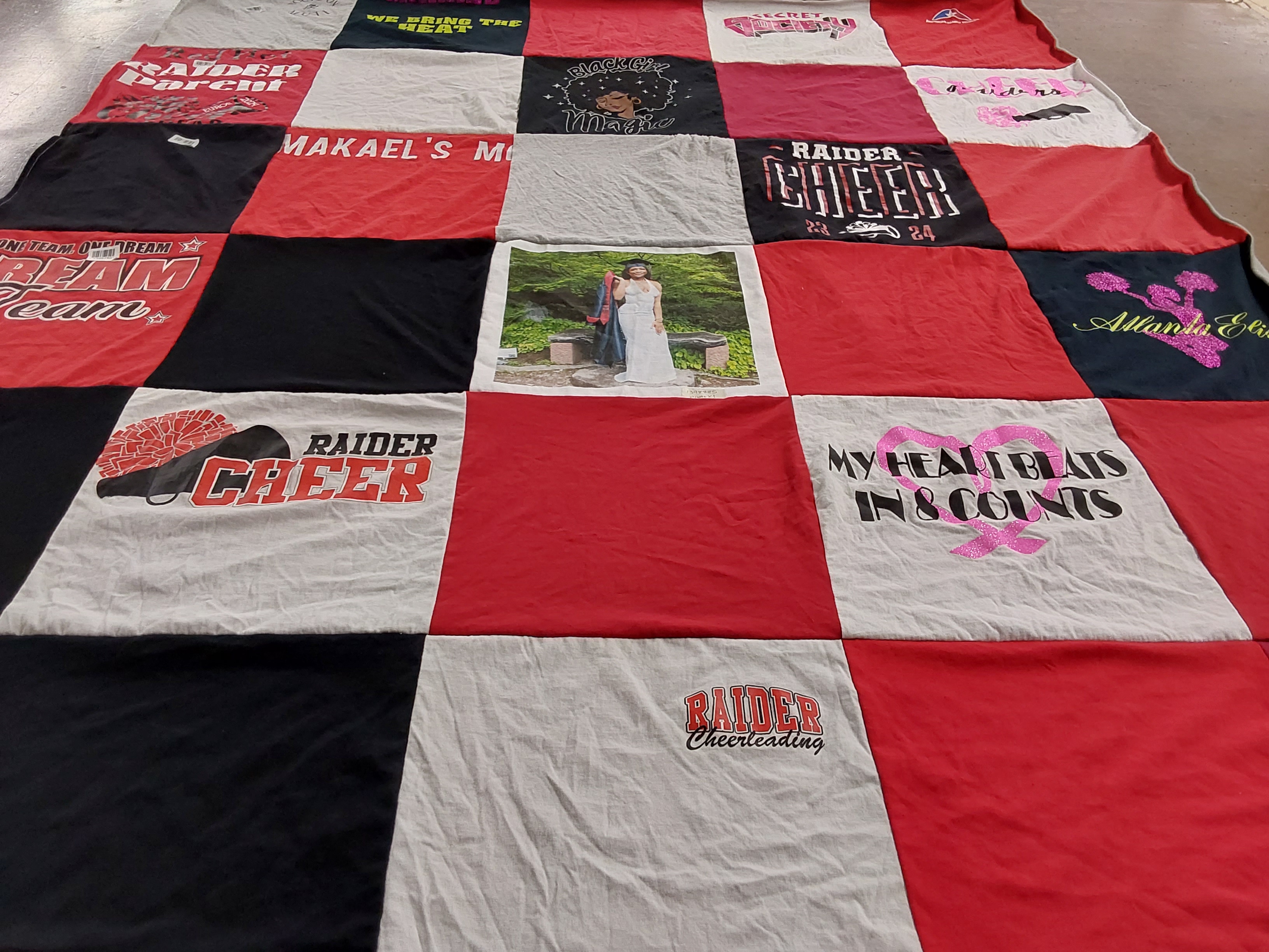 T-shirt quilt with cheerleading, team spirit themes by Makeba  from AE