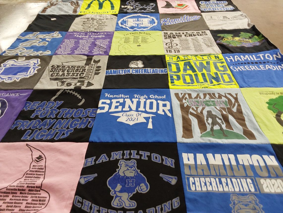 T-shirt quilt from hamilton high school by Barbara from OH