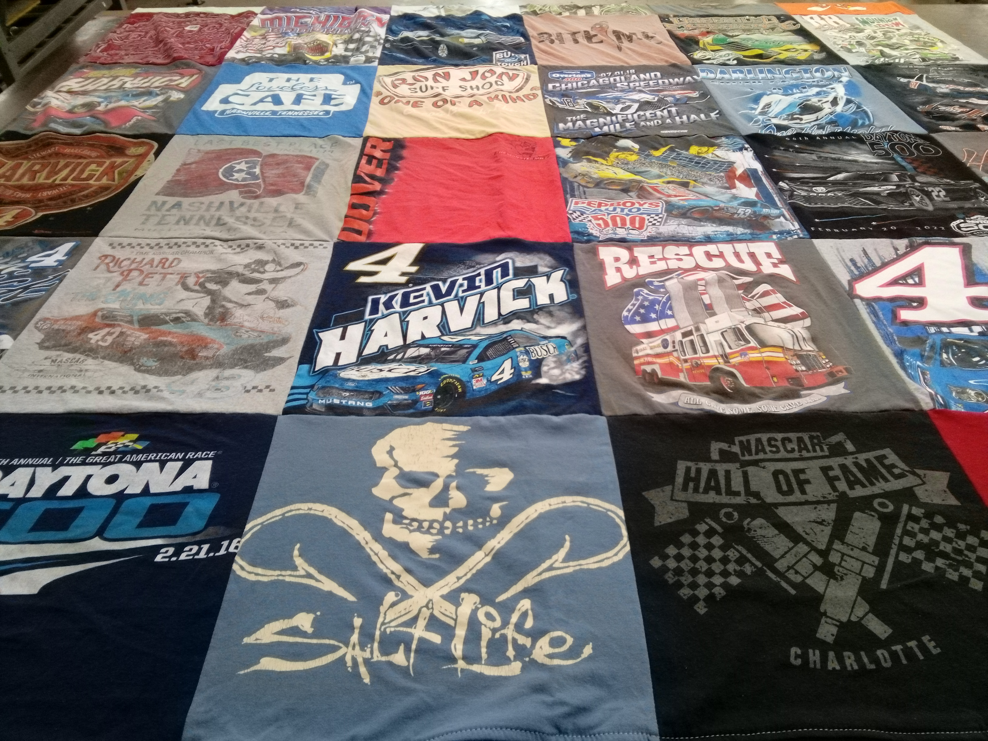 T-shirt quilt with nascar, racing themes by Jan from FL
