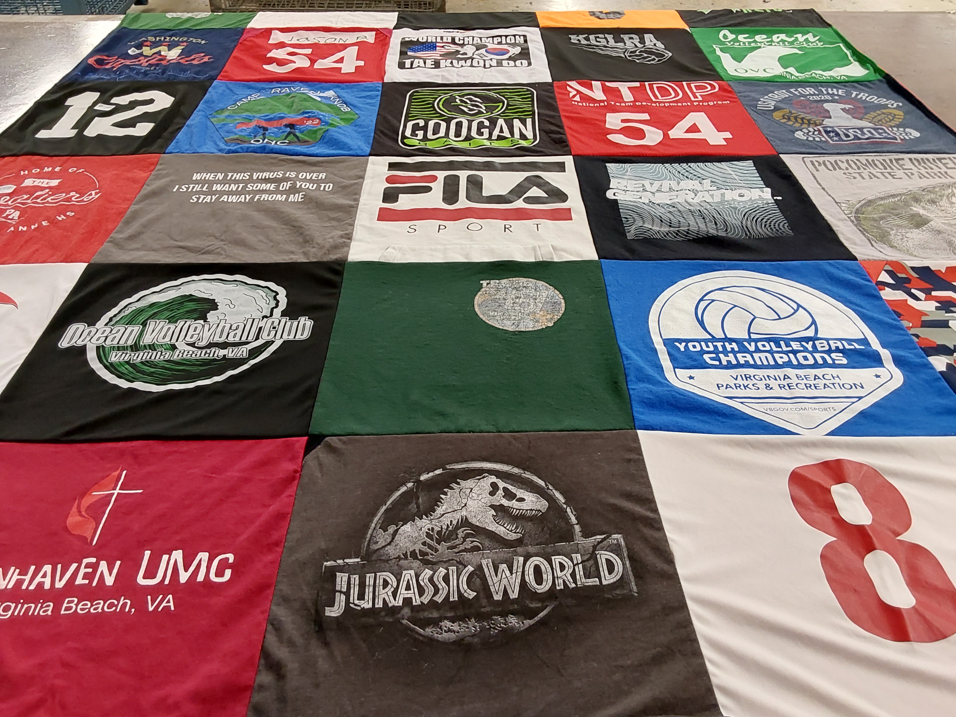 T-shirt quilt with volleyball, sports themes by Bradley from VA