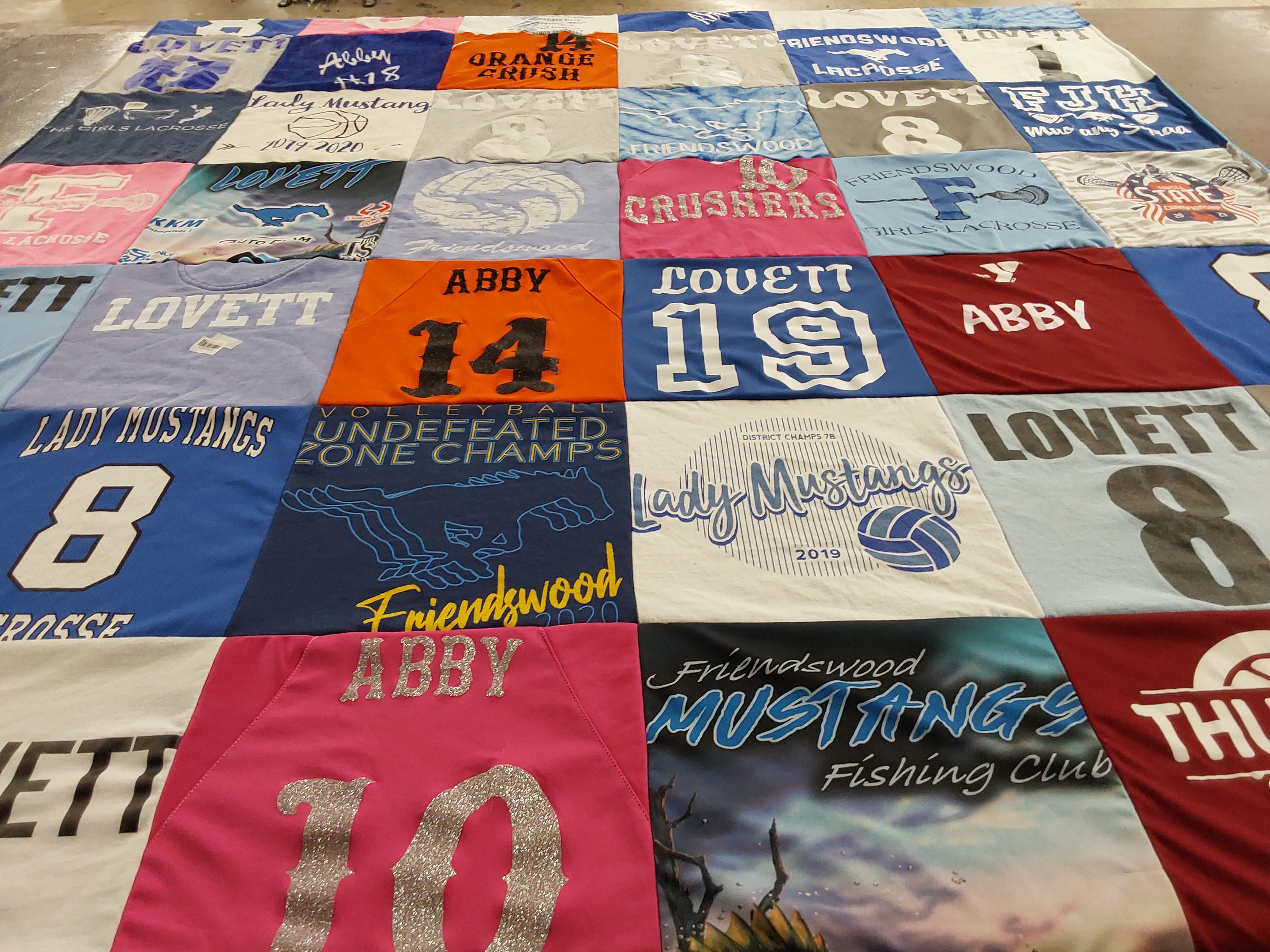 T-shirt quilt featuring friendswood mustangs by Rene from TX