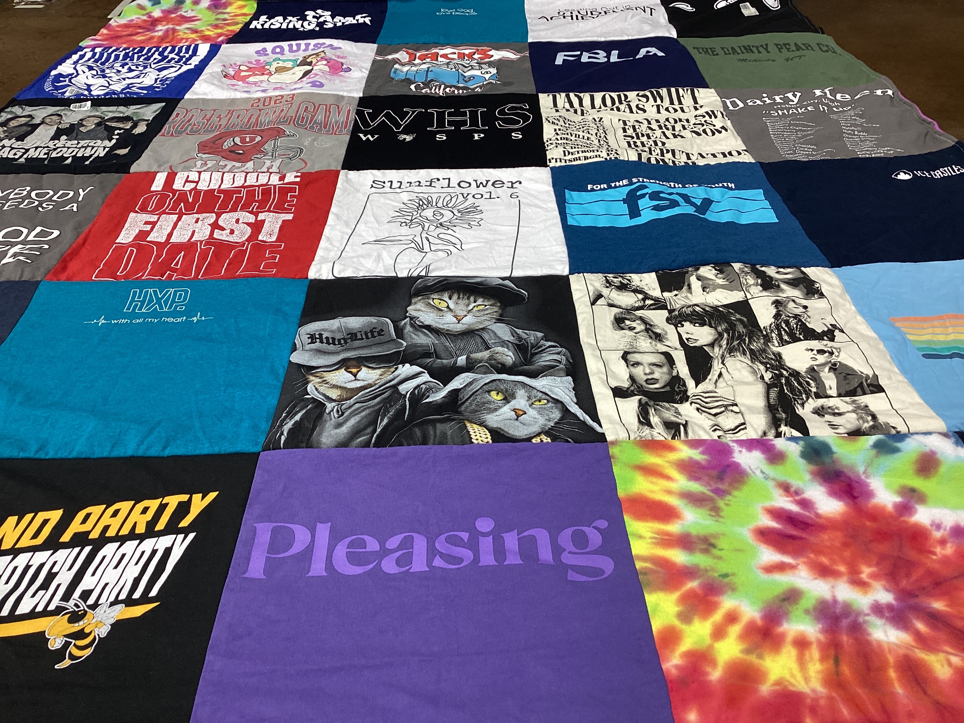 T-shirt quilt with animals, music themes by Dori from UT