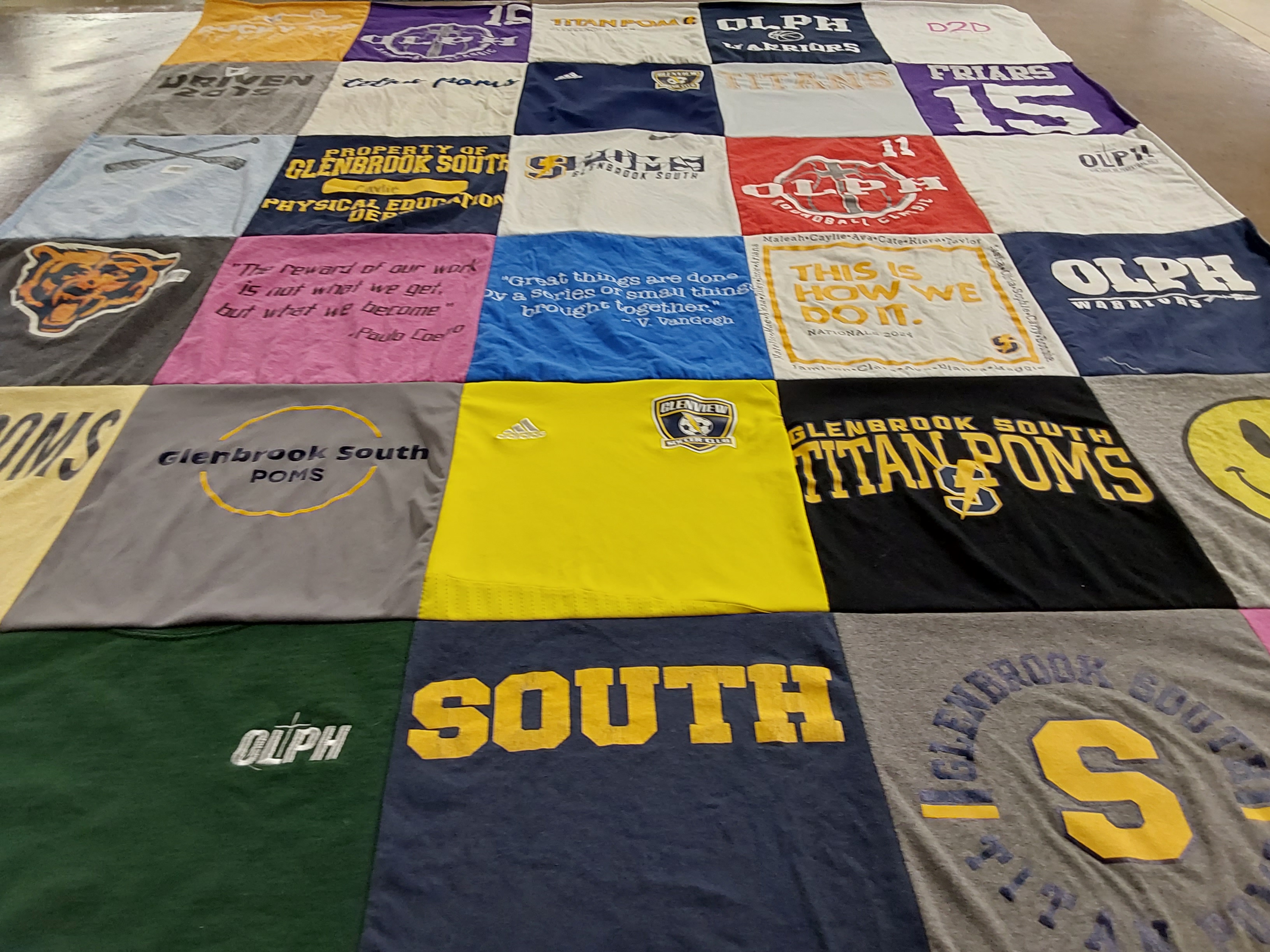 T-shirt quilt featuring glenbrook south titans, olph warriors by Jen from IL