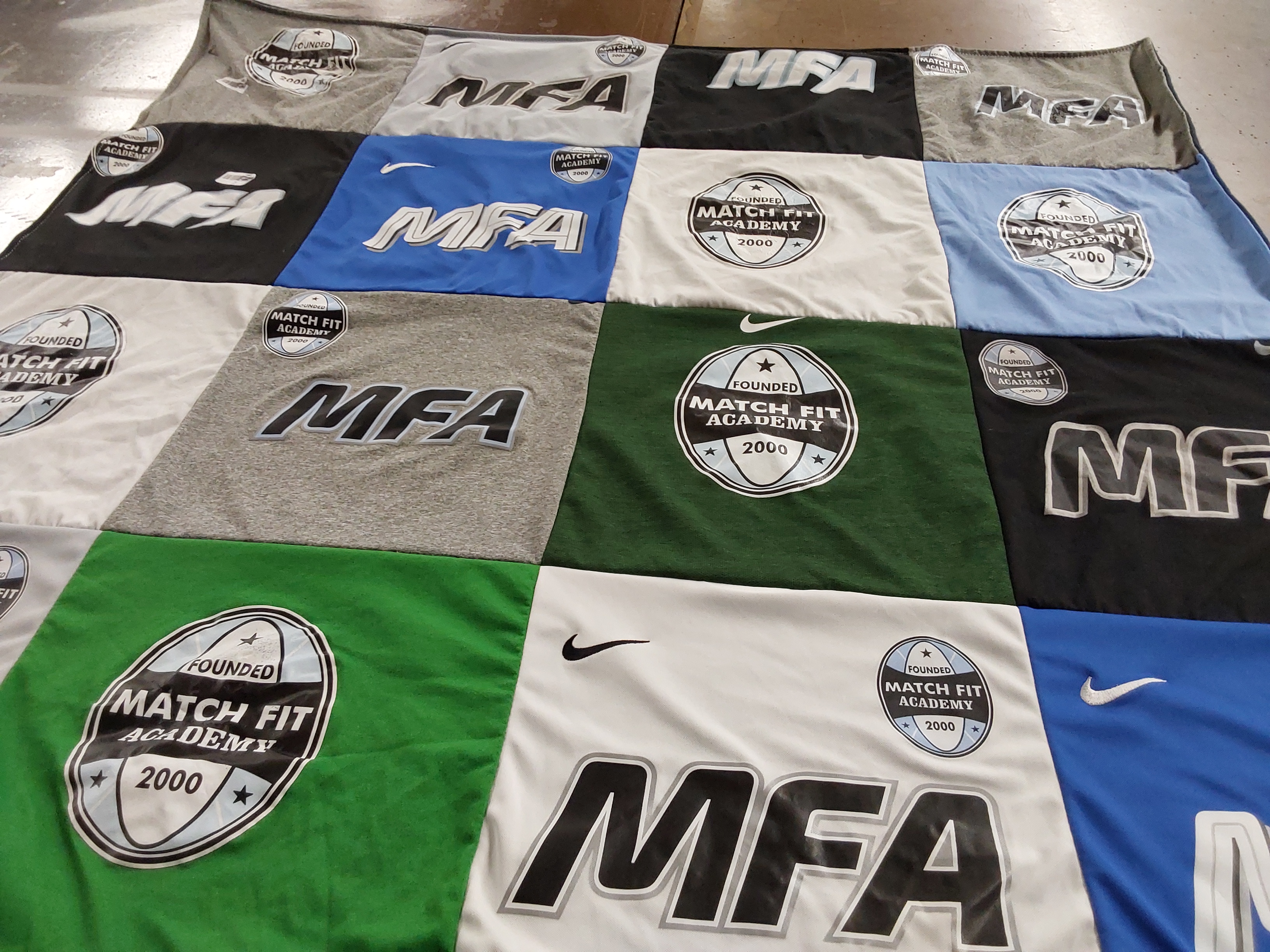 T-shirt quilt with soccer, sports themes by Karen from NJ