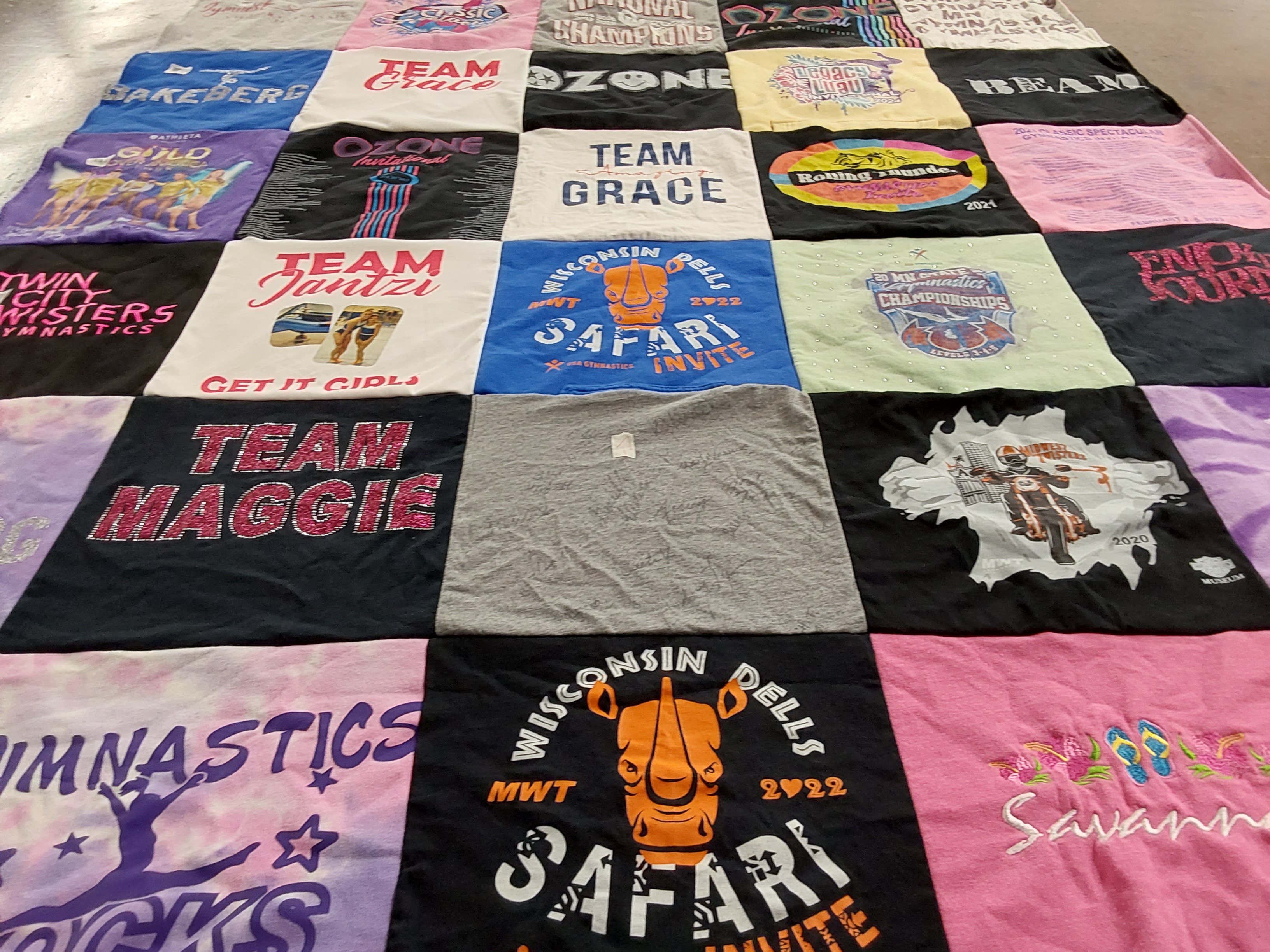 T-shirt quilt featuring team grace, team maggie by Melissa from MN