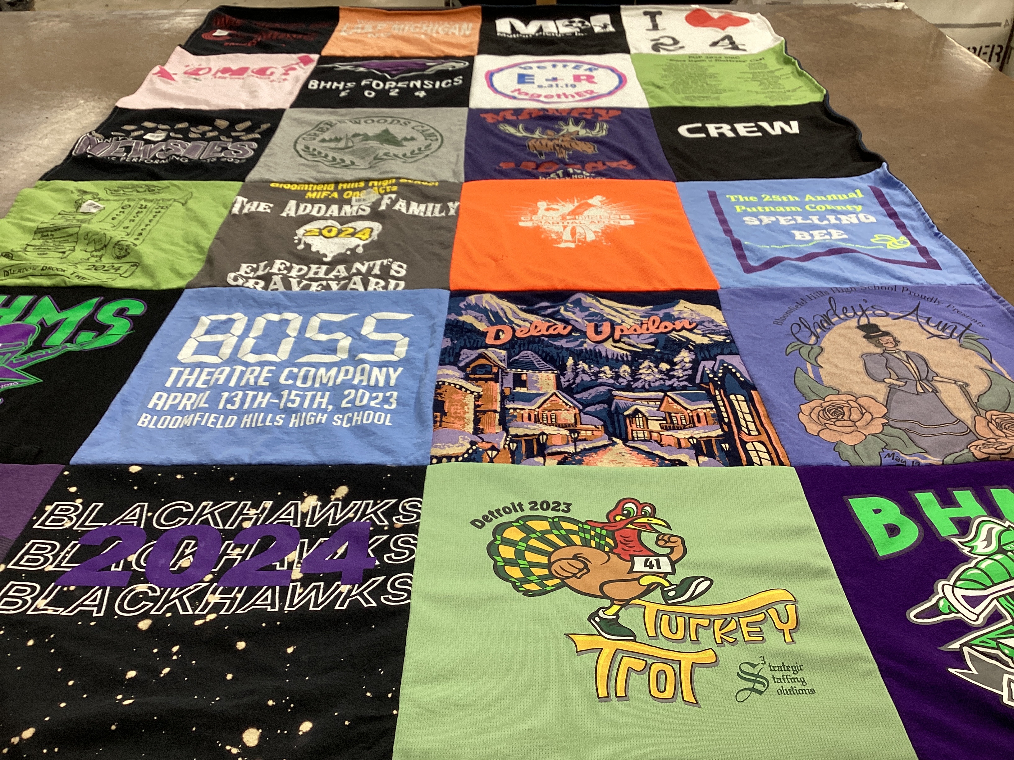 T-shirt quilt featuring blackhawks by Lauren from MI