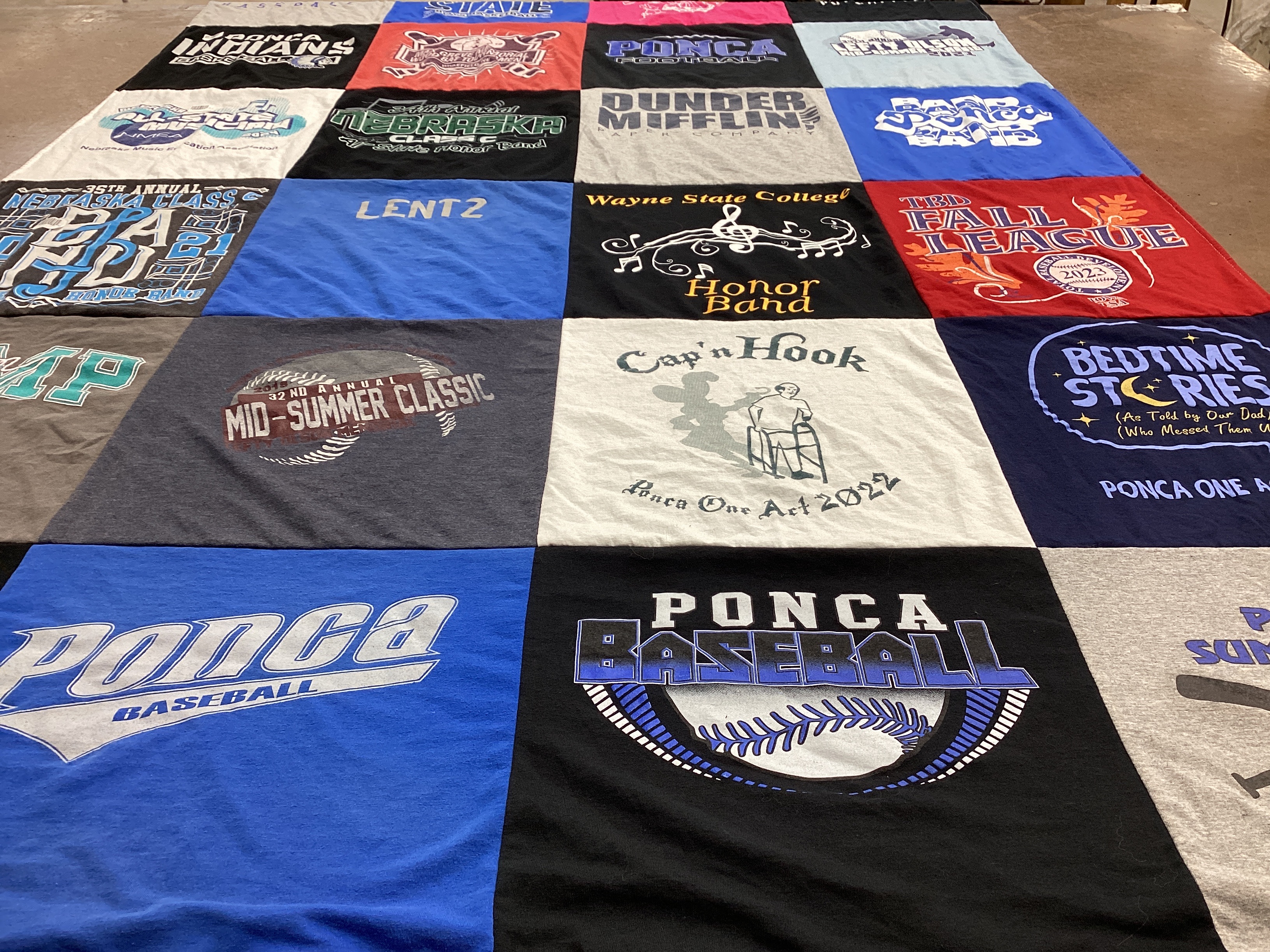 T-shirt quilt featuring ponca baseball by Lynette from NE