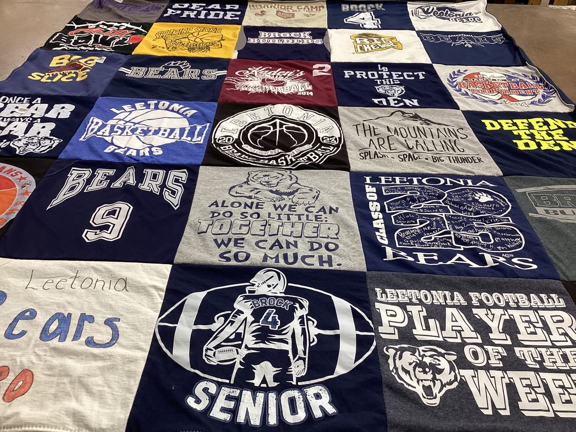 T-shirt quilt featuring leetonia high school basketball team, leetonia football team by Melissa from OH