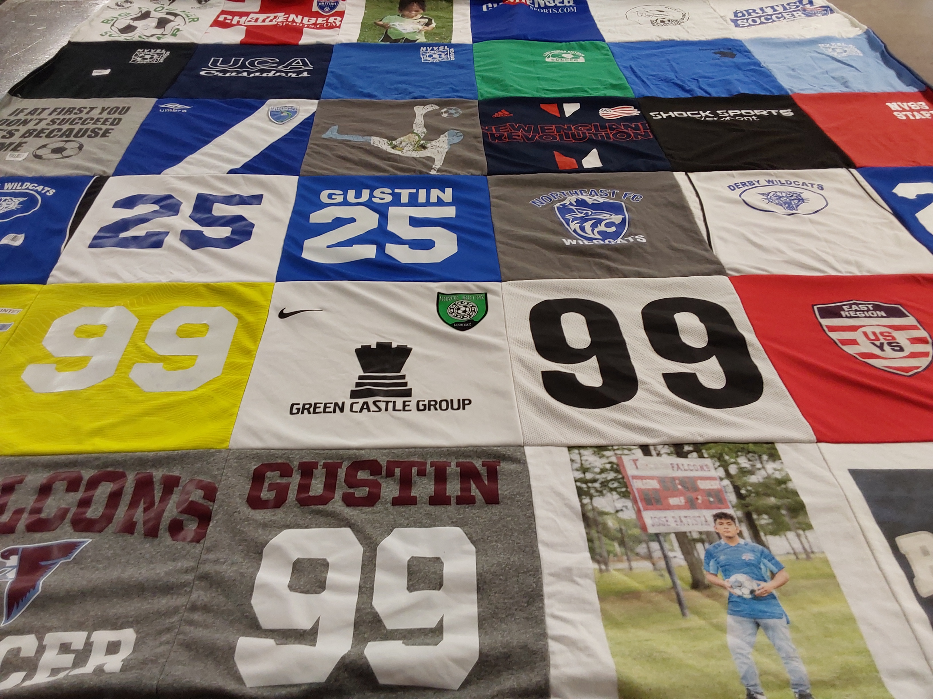 T-shirt quilt featuring northeast fc wildcats, derby wildcats by Julie from VT
