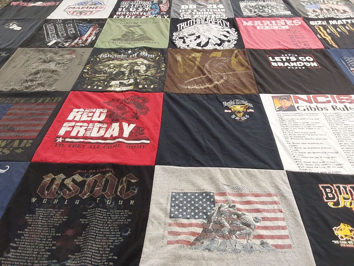 T-shirt quilt with military, law enforcement themes by Andrea from TX
