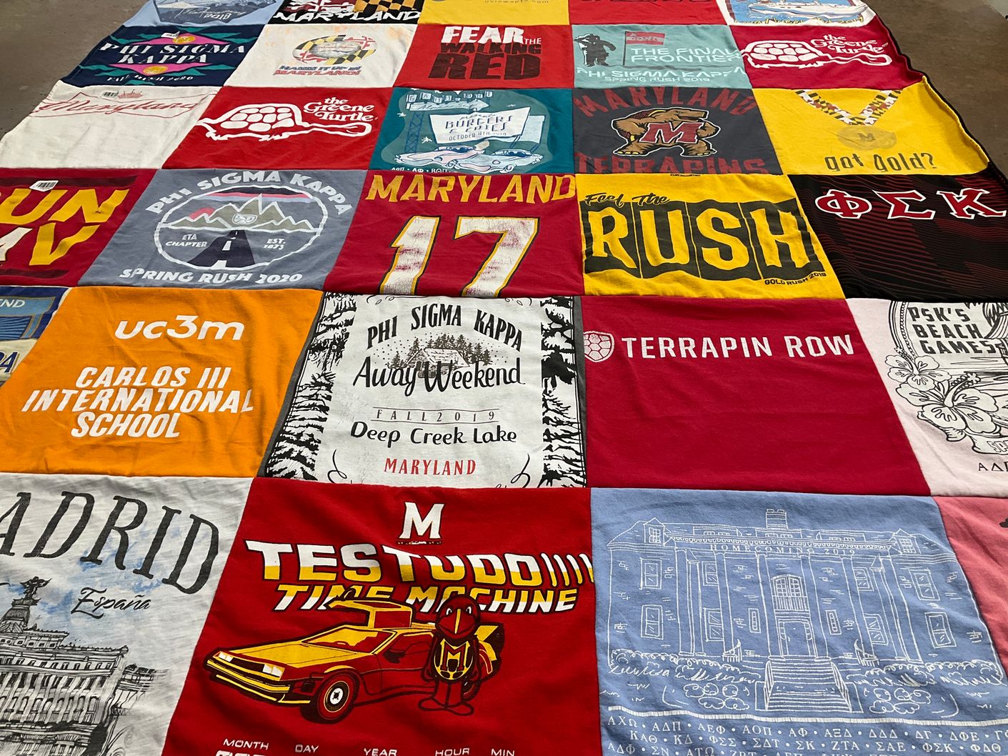 T-shirt quilt featuring maryland terrapins by Carol from NJ