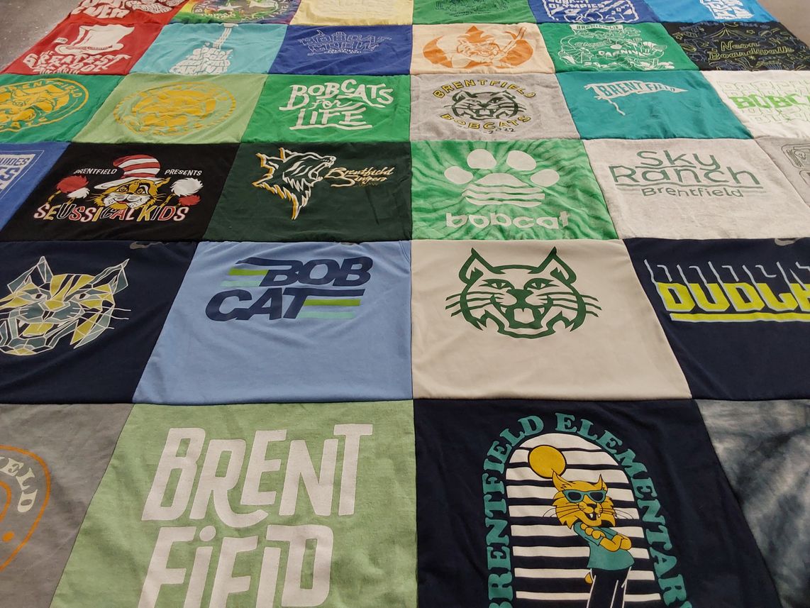 T-shirt quilt featuring brentfield bobcats by Beth from TX