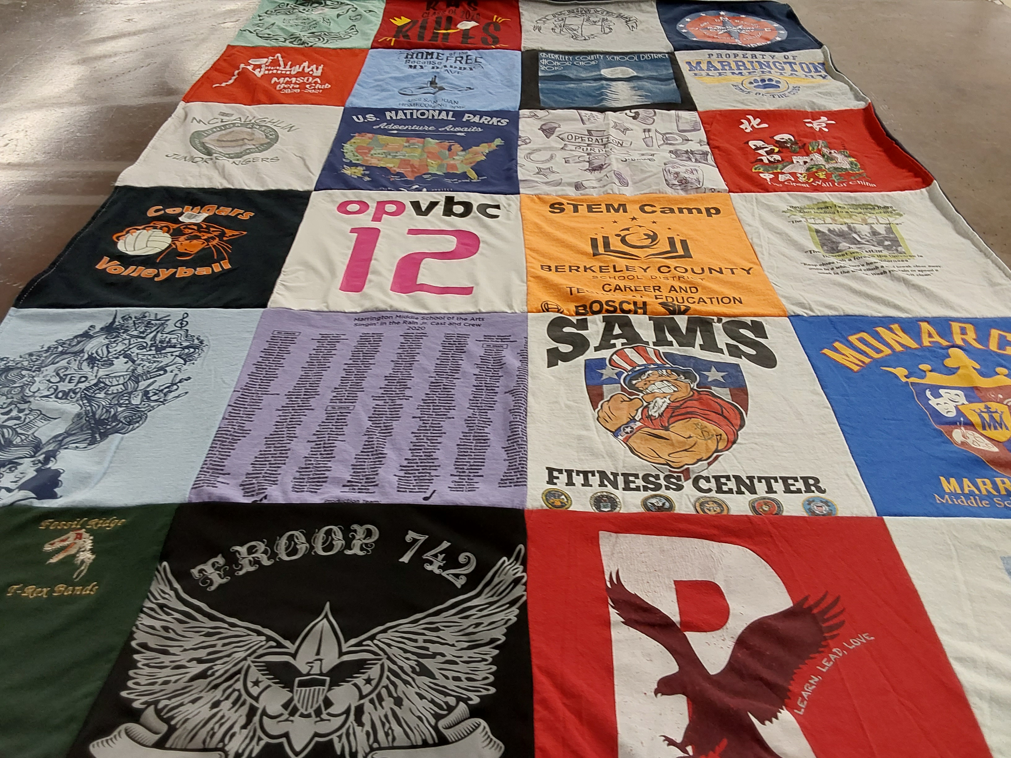 T-shirt quilt from marriot middle school, berkeley county school of career and technical education by Shelby from WA