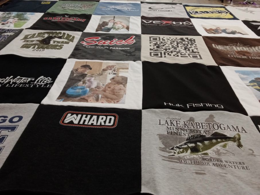 T-shirt quilt with fishing, outdoors themes by Mckaylea from IA
