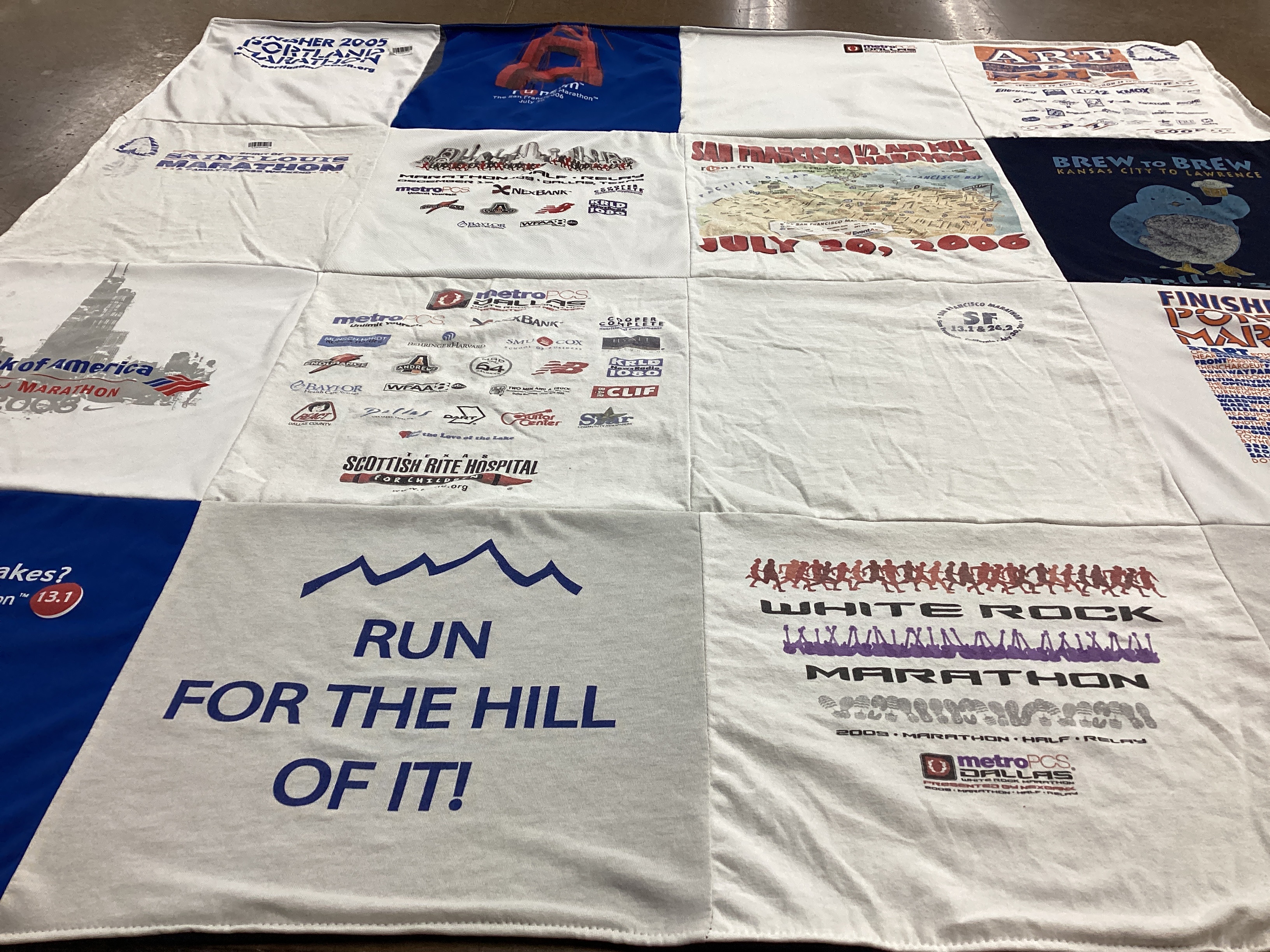 T-shirt quilt featuring white rock marathon by Christine from KS