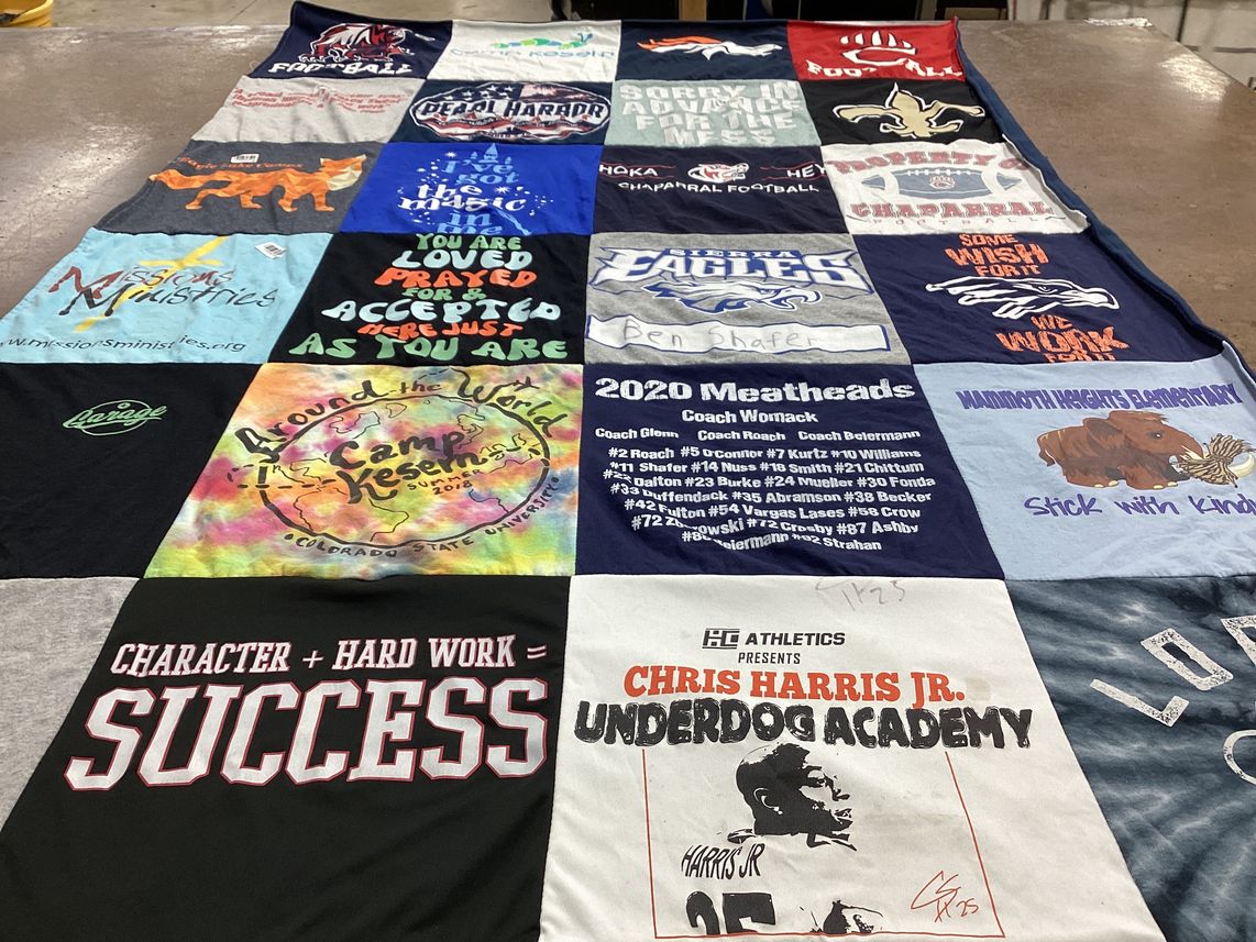 T-shirt quilt featuring chaparral football, liberty high school eagles by Lynn from CO